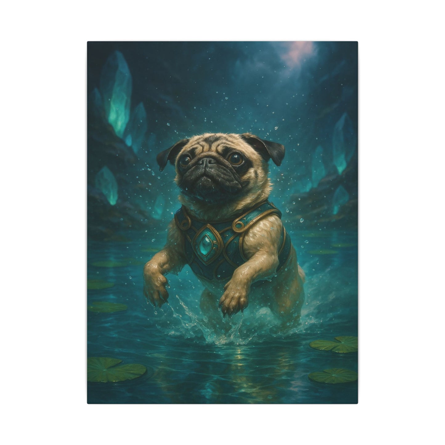 Aquatic Pug Guardian-Fantasy Dog Portraits - Fantasy Dog Portraits