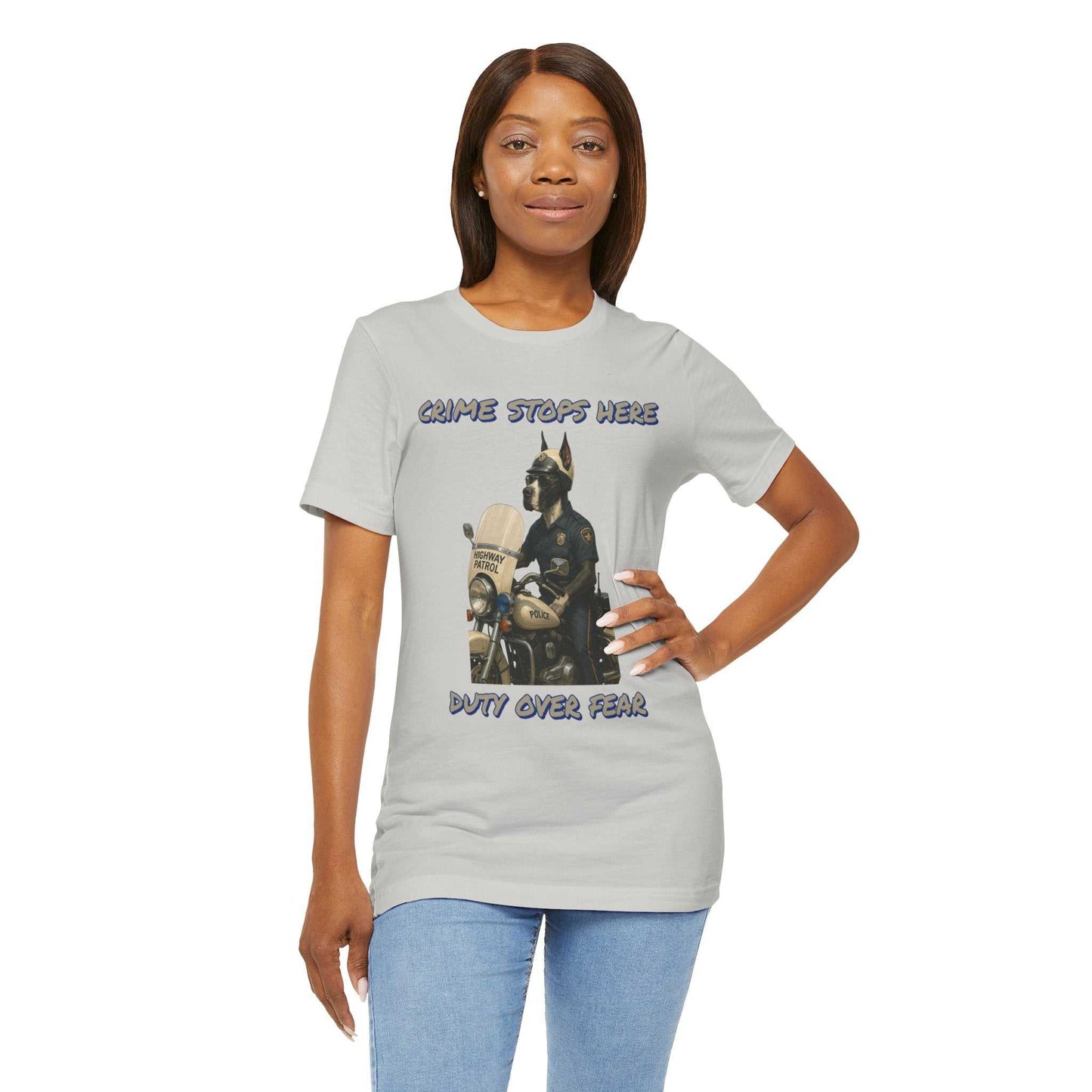 Crime Stops Here Tee, Unisex Graphic T-Shirt for Police Support, Law Enforcement Gift, Birthday, Casual Wear, Unique Statement Shirt - Fantasy Dog Portraits