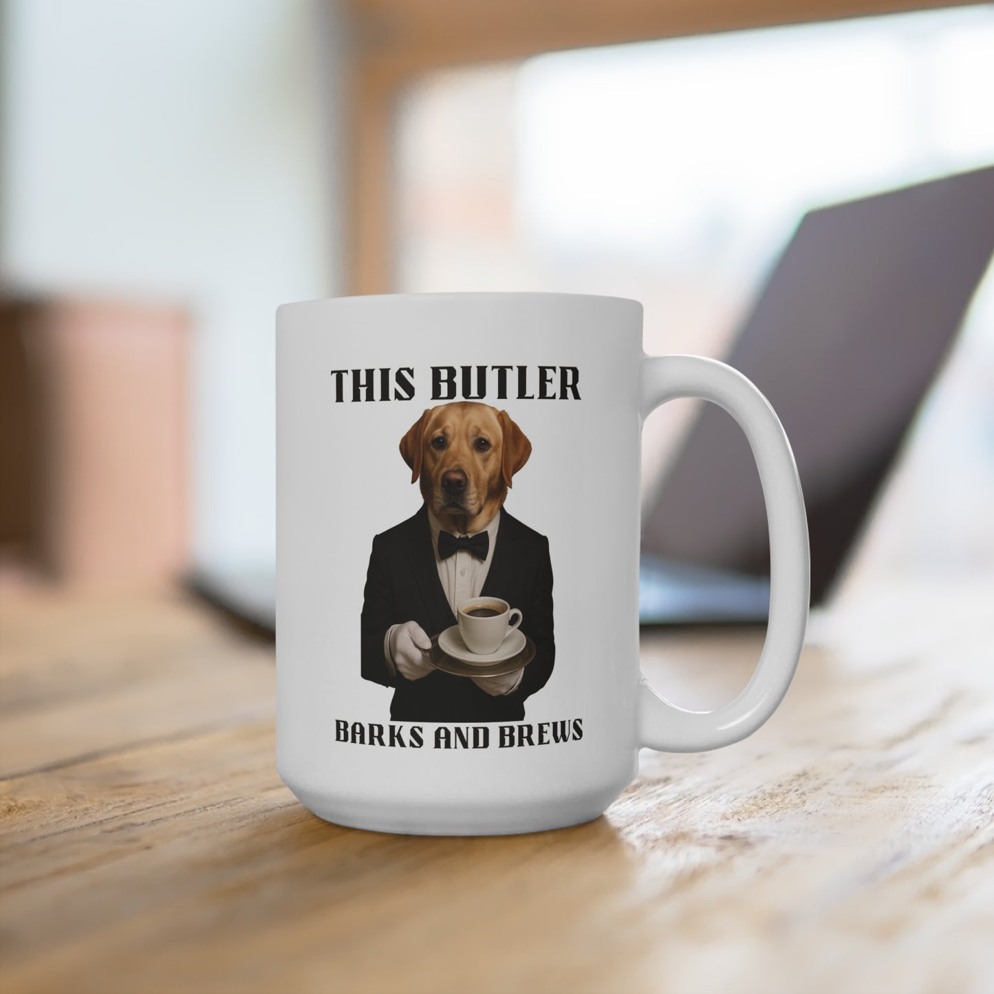 Funny Dog Butler Mug, Pet Lover Gift, Coffee Cup for Dog Owners, Ideal for Birthdays, Holidays, and Special Occasions