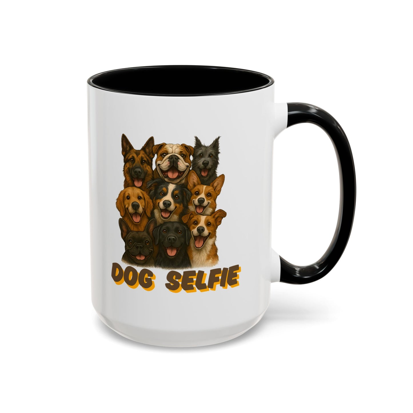 Dog Lover's Accent Coffee Mug - Perfect Gift for Pet Owners, Dog Selfie Mug, Ceramic Coffee Cup, Funny Dog Gift, Home & Kitchen Decor - Fantasy Dog Portraits