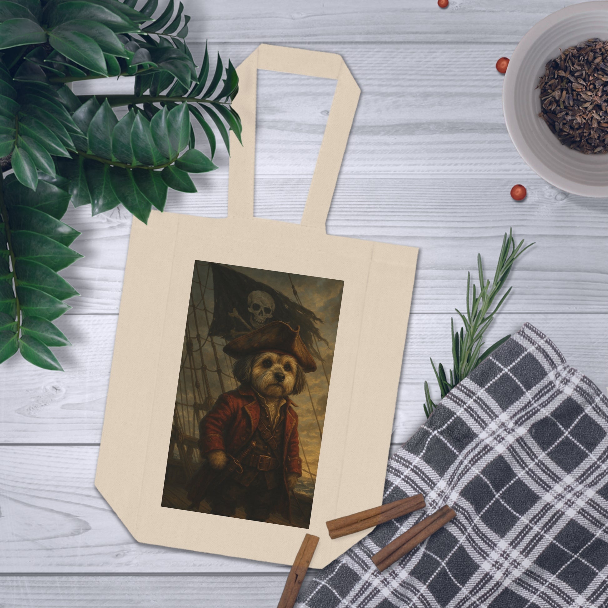 Pirate Panda Double Wine Tote Bag, Funny Wine Carrier for Parties, Gift for Wine Lovers, Picnic Bag, Wine Accessories - Fantasy Dog Portraits