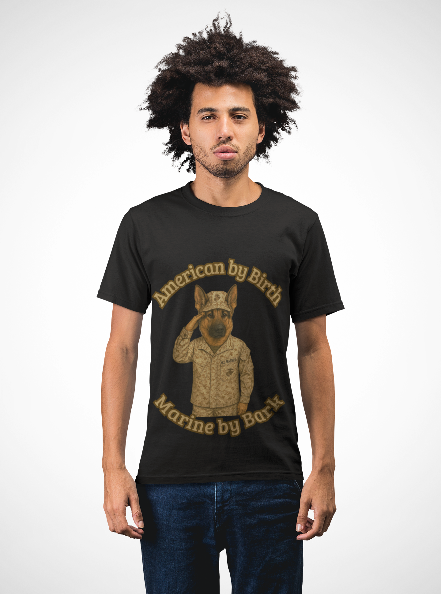T-Shirt - Dog in Military Uniform Saluting - Fantasy Dog Portraits
