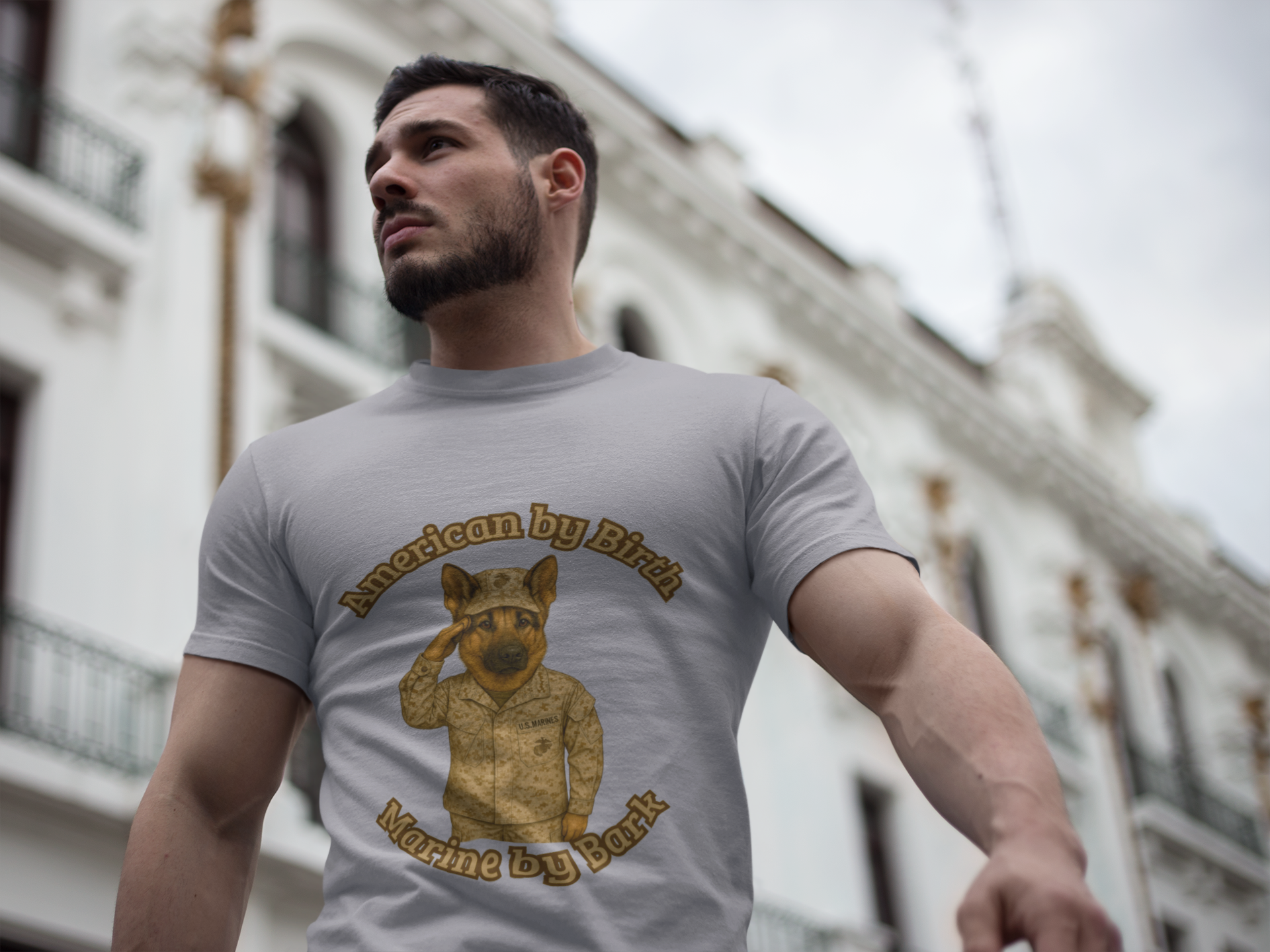 T-Shirt - Dog in Military Uniform Saluting - Fantasy Dog Portraits