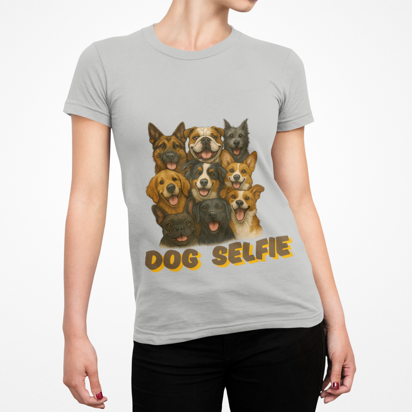 Dog Selfie Unisex Short Sleeve Tee, Funny Dog Lover Shirt, Pet Owner Gift, Casual T-Shirt, Cute Animal Apparel - Fantasy Dog Portraits