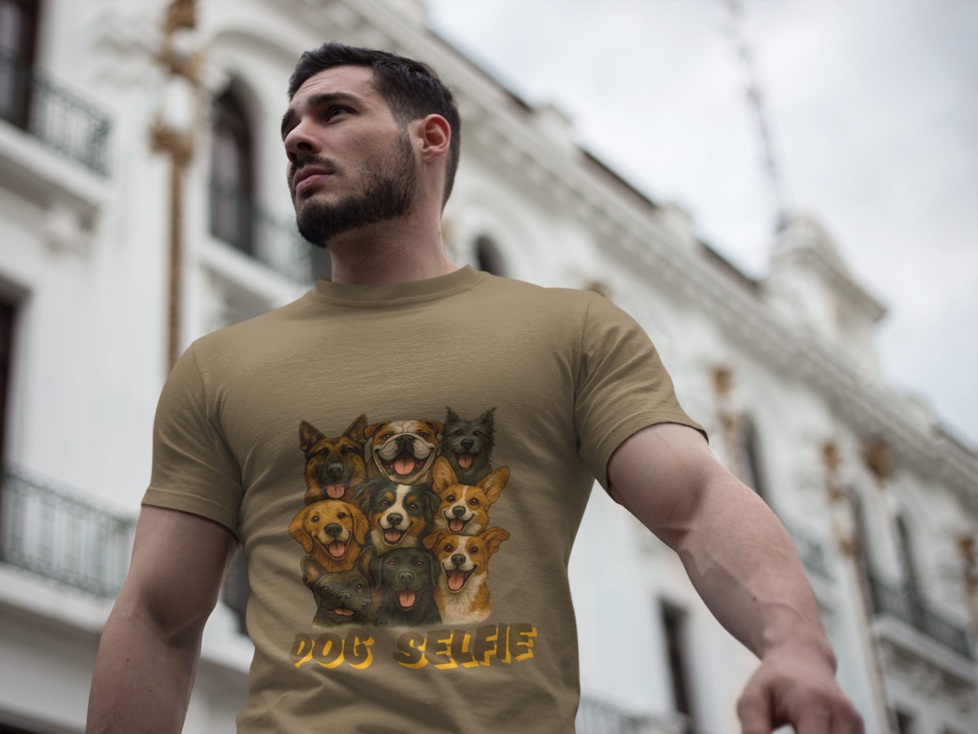 Dog Selfie Unisex Short Sleeve Tee, Funny Dog Lover Shirt, Pet Owner Gift, Casual T-Shirt, Cute Animal Apparel - Fantasy Dog Portraits