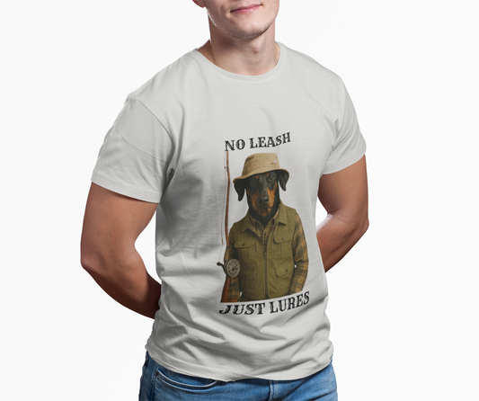 Fishing Dog Graphic Tee, Perfect Gift for Anglers, Casual Wear, Dog Lovers' Apparel, Summer Outdoor Shirt - Fantasy Dog Portraits