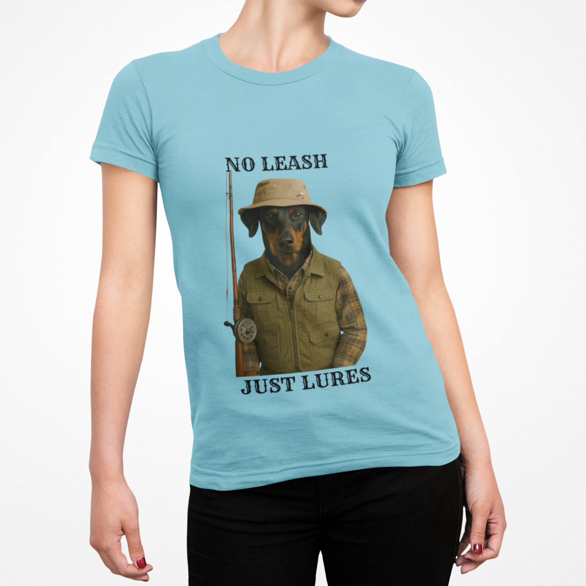 Fishing Dog Graphic Tee, Perfect Gift for Anglers, Casual Wear, Dog Lovers' Apparel, Summer Outdoor Shirt - Fantasy Dog Portraits