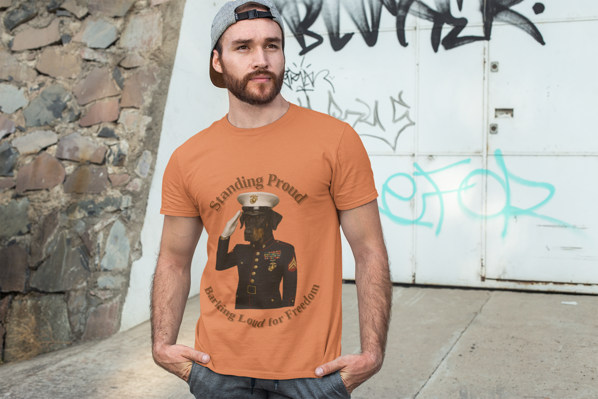 Proud Marine Salute Tee, Memorial Day Gift, Veteran's Day Apparel, Patriotic Shirt, Unisex Short Sleeve T-shirt, Freedom Celebration Wear - Fantasy Dog Portraits