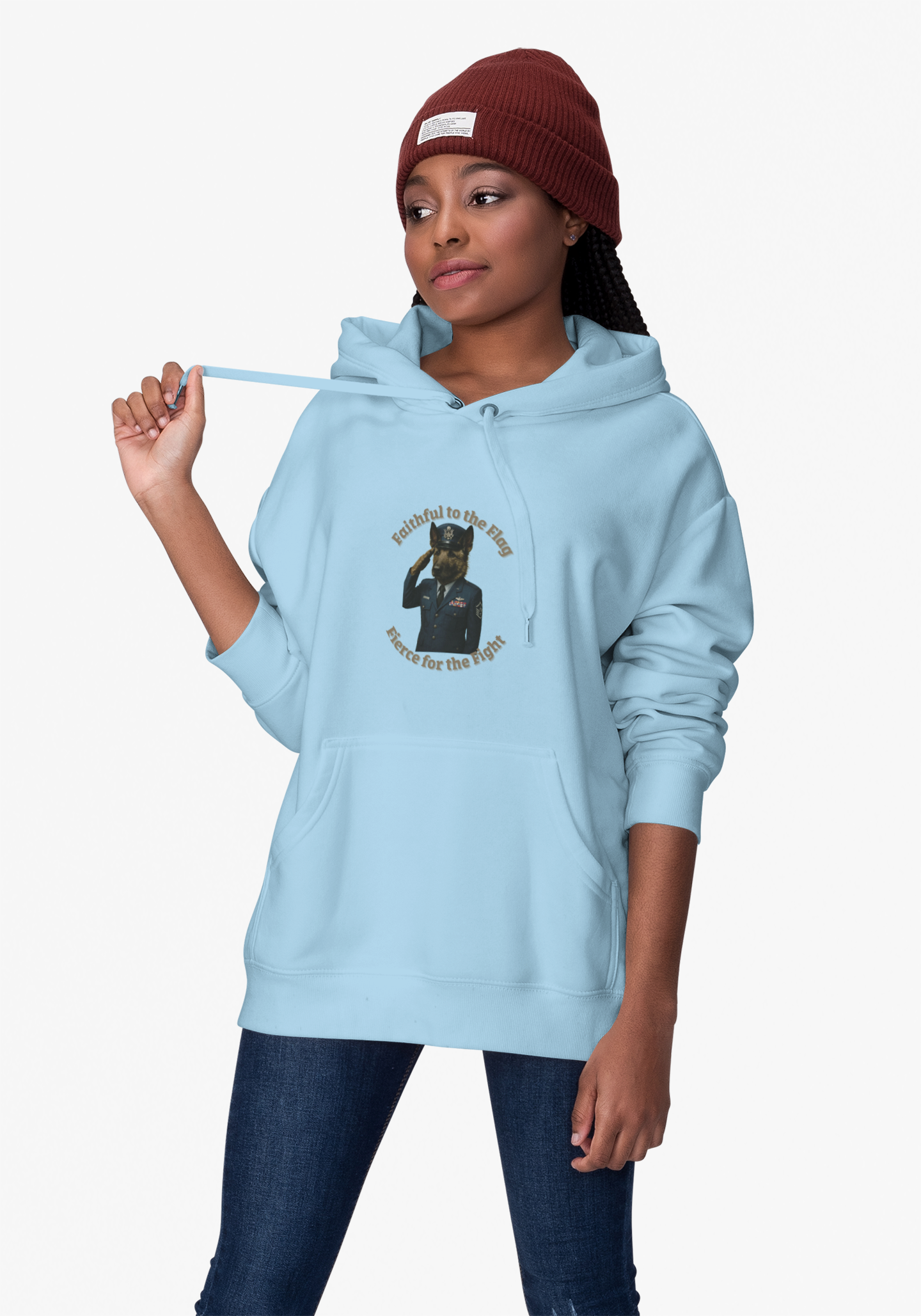 Military Dog Saluting-Unisex Hooded Sweatshirt - Fantasy Dog Portraits