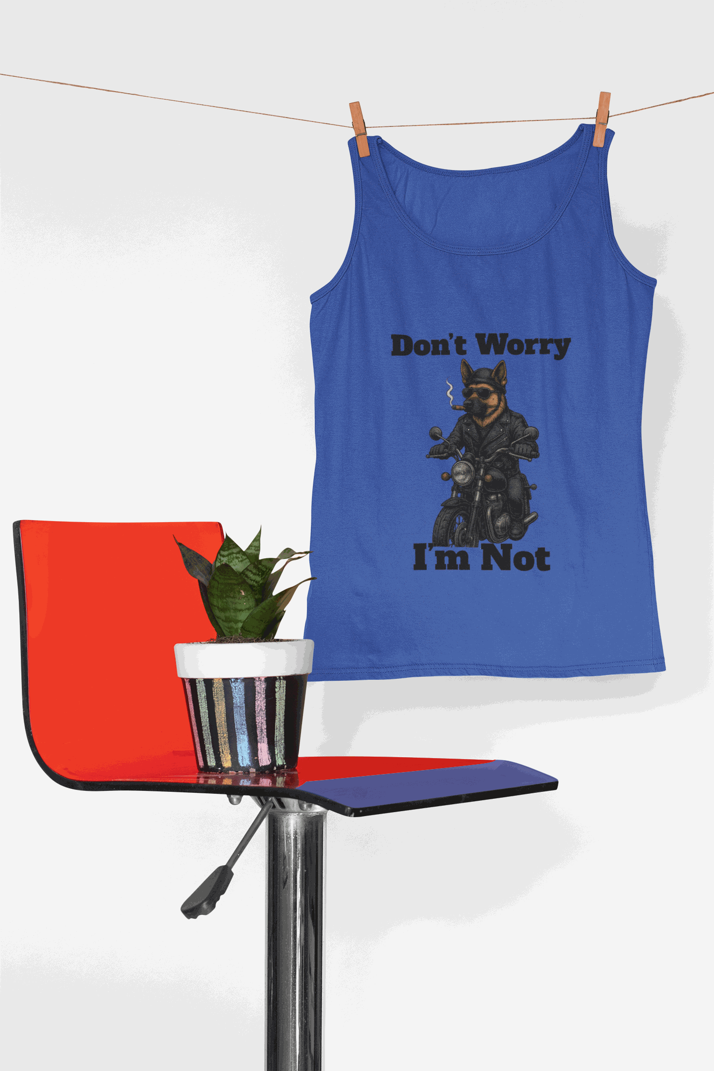 Don’t Worry I’m Not Humorous Unisex Jersey Tank - Funny Motorcycle Dog Design, Casual Summer Wear, Gift for Dog Lovers, Cool Funny Shirt, Pet Lovers Apparel - Fantasy Dog Portraits