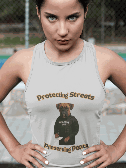 Protecting Streets Unisex Jersey Tank Top, Graphic Tee for Dog Lovers, Perfect for Casual Wear, Gift for Friends, Summer Outing - Fantasy Dog Portraits