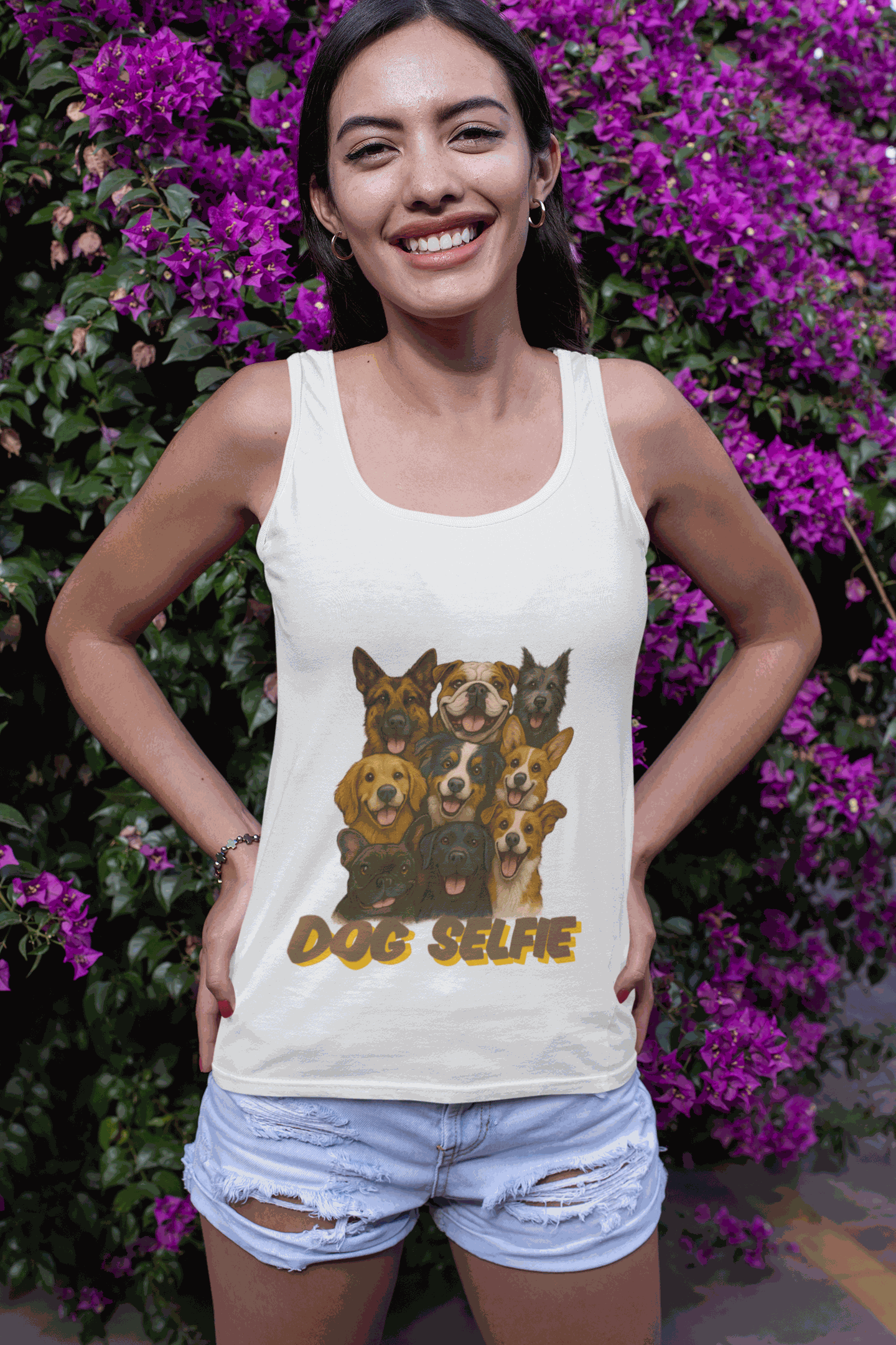 Dog Selfie Unisex Jersey Tank - Perfect for Pet Lovers, Dog Owners, Casual Wear, Summer Outfits, Family Gatherings - Fantasy Dog Portraits