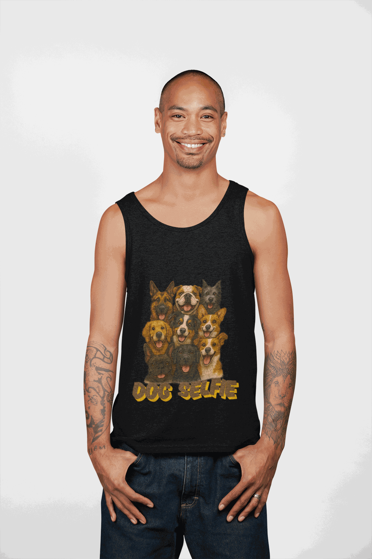 Dog Selfie Unisex Jersey Tank - Perfect for Pet Lovers, Dog Owners, Casual Wear, Summer Outfits, Family Gatherings - Fantasy Dog Portraits