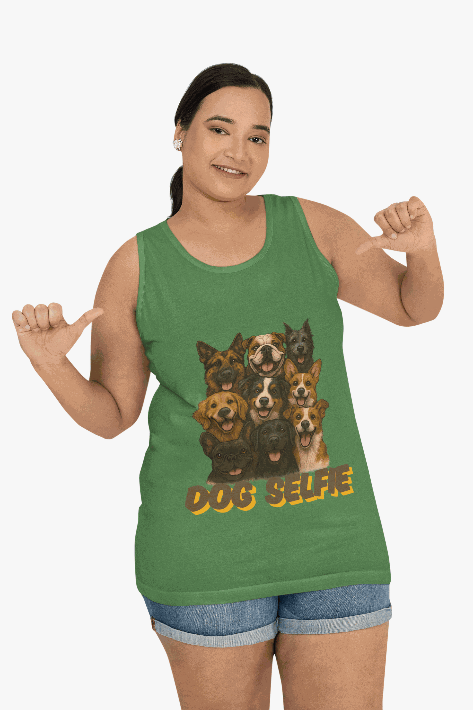 Dog Selfie Unisex Jersey Tank - Perfect for Pet Lovers, Dog Owners, Casual Wear, Summer Outfits, Family Gatherings - Fantasy Dog Portraits