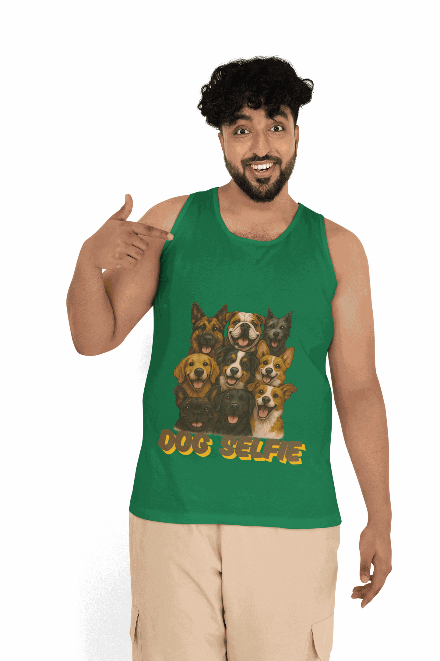 Dog Selfie Unisex Jersey Tank - Perfect for Pet Lovers, Dog Owners, Casual Wear, Summer Outfits, Family Gatherings - Fantasy Dog Portraits