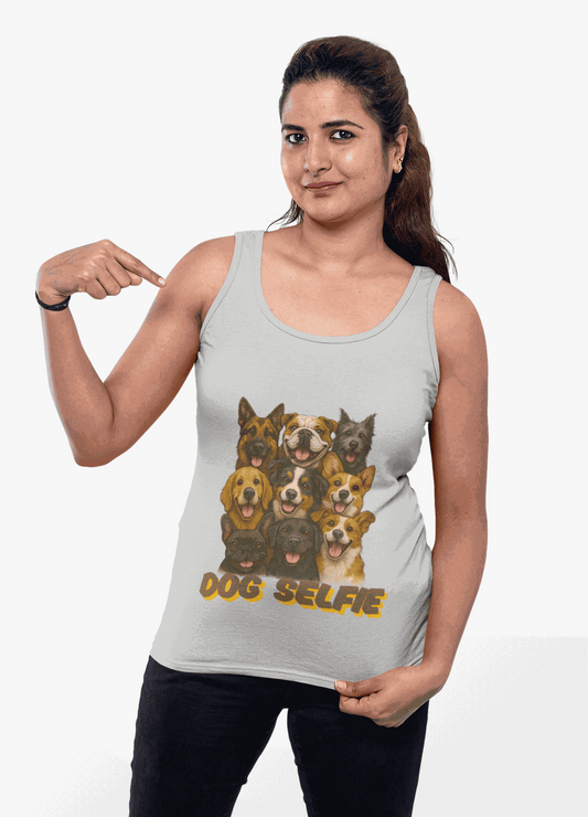Dog Selfie Unisex Jersey Tank - Perfect for Pet Lovers, Dog Owners, Casual Wear, Summer Outfits, Family Gatherings - Fantasy Dog Portraits