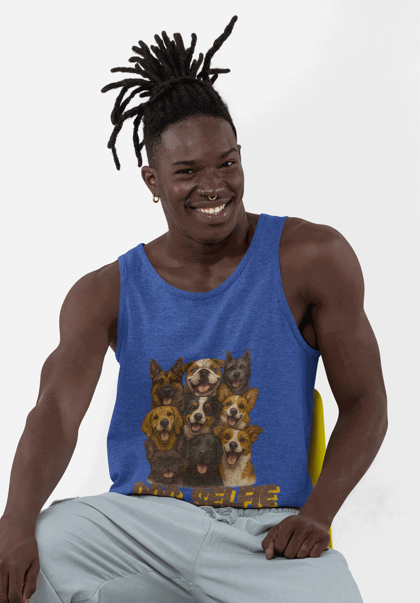 Dog Selfie Unisex Jersey Tank - Perfect for Pet Lovers, Dog Owners, Casual Wear, Summer Outfits, Family Gatherings - Fantasy Dog Portraits