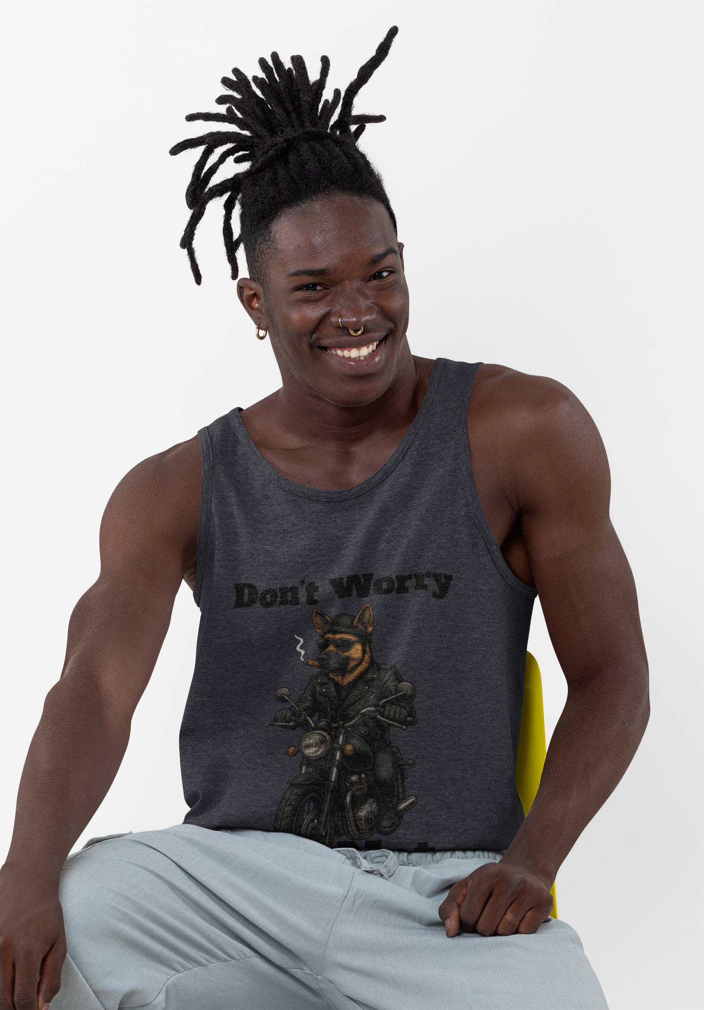 Cool Dog Biker Tank Top | Funny Pet Lovers Gift | Unisex Jersey Tank | Dog Owner Apparel | Summer Graphic Tee | Animal Lover Clothing - Fantasy Dog Portraits