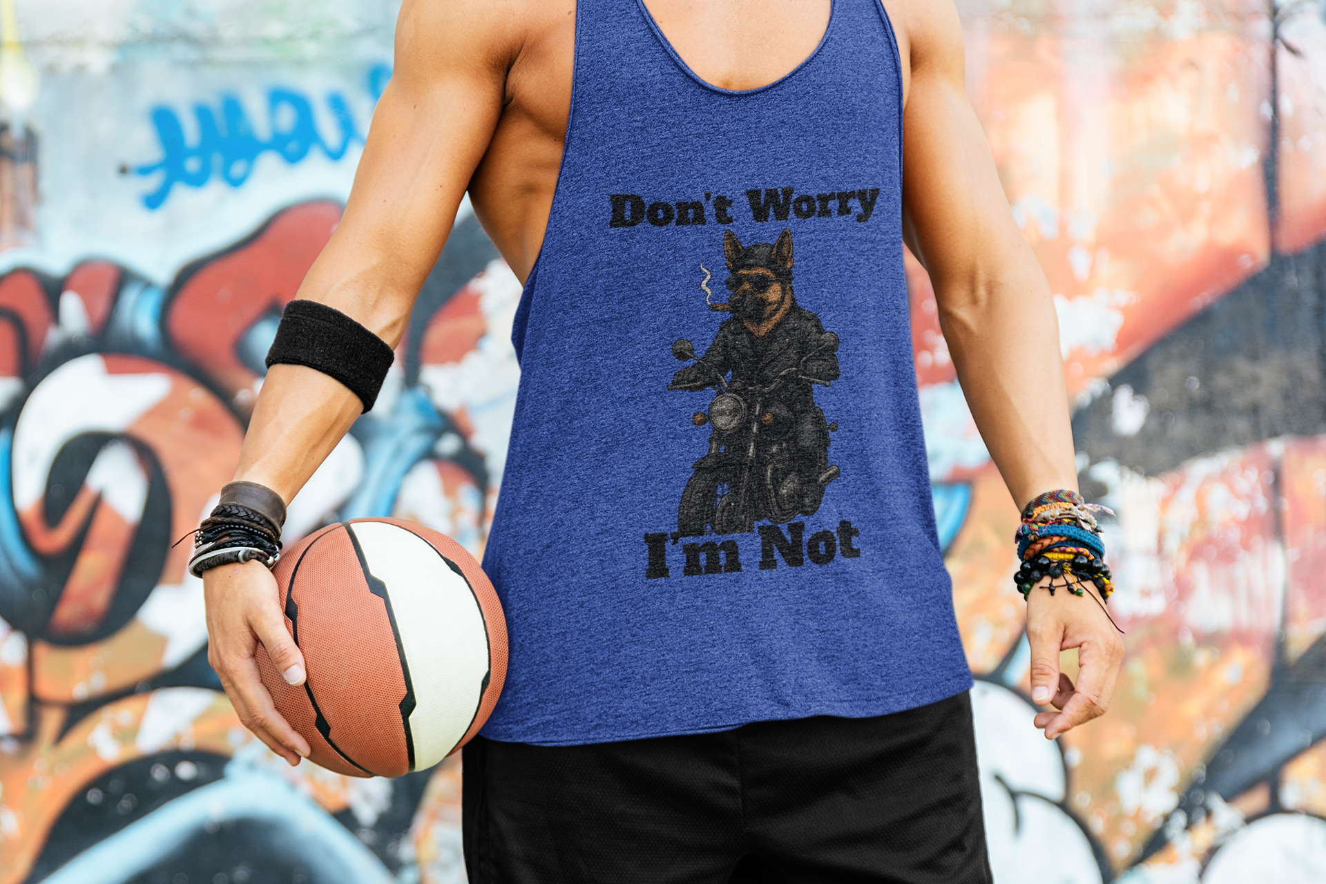 Cool Dog Biker Tank Top | Funny Pet Lovers Gift | Unisex Jersey Tank | Dog Owner Apparel | Summer Graphic Tee | Animal Lover Clothing - Fantasy Dog Portraits