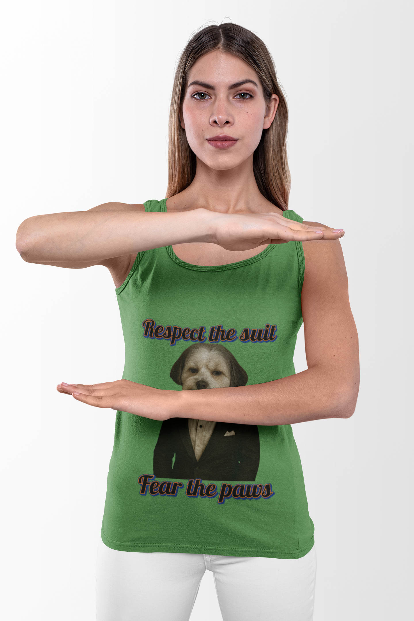Respect the Suit Unisex Jersey Tank - Funny Pet Shirt, Dog Lovers Gift, Casual Summer Wear, Unique Animal Tee, Humor Apparel - Fantasy Dog Portraits