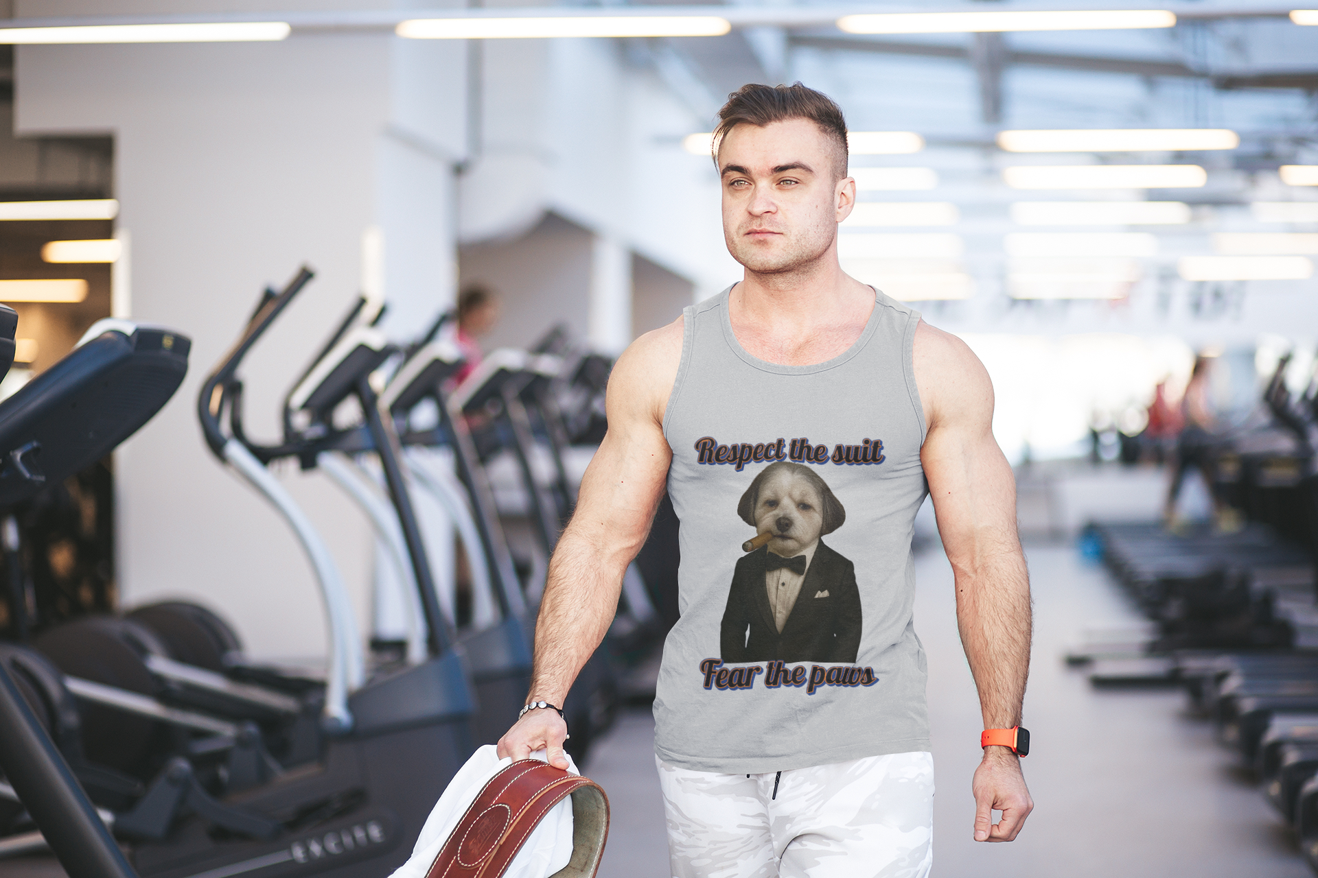 Respect the Suit Unisex Jersey Tank - Funny Pet Shirt, Dog Lovers Gift, Casual Summer Wear, Unique Animal Tee, Humor Apparel - Fantasy Dog Portraits