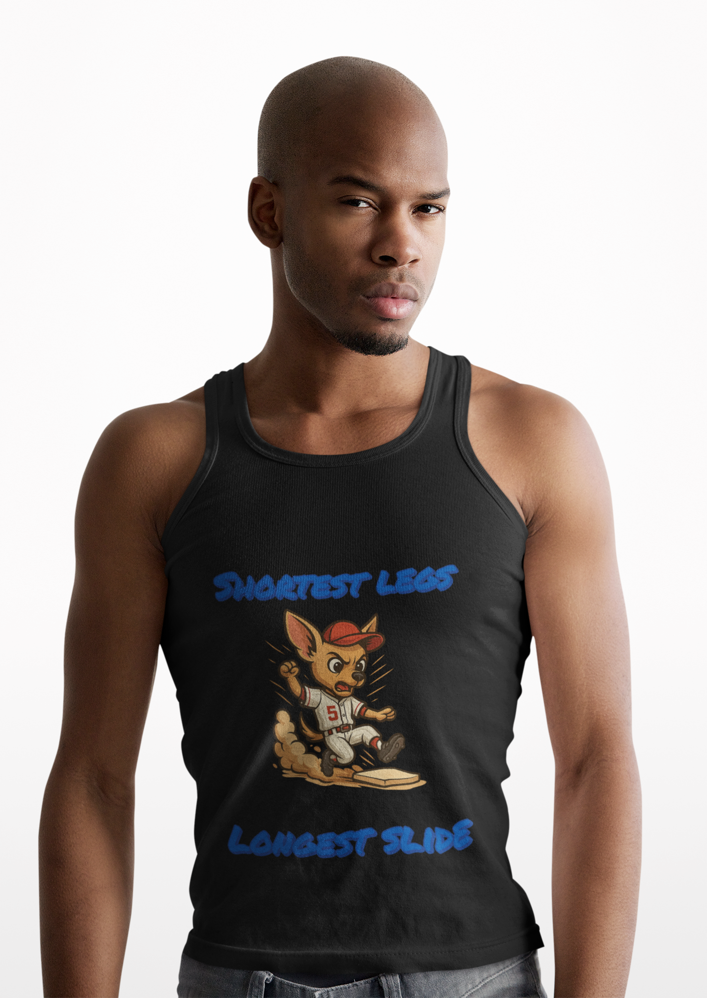 Fun Unisex Jersey Tank - Perfect for Summer, Sports Events, Festivals, and Everyday Wear, Shortest Legs Longest Slide - Fantasy Dog Portraits