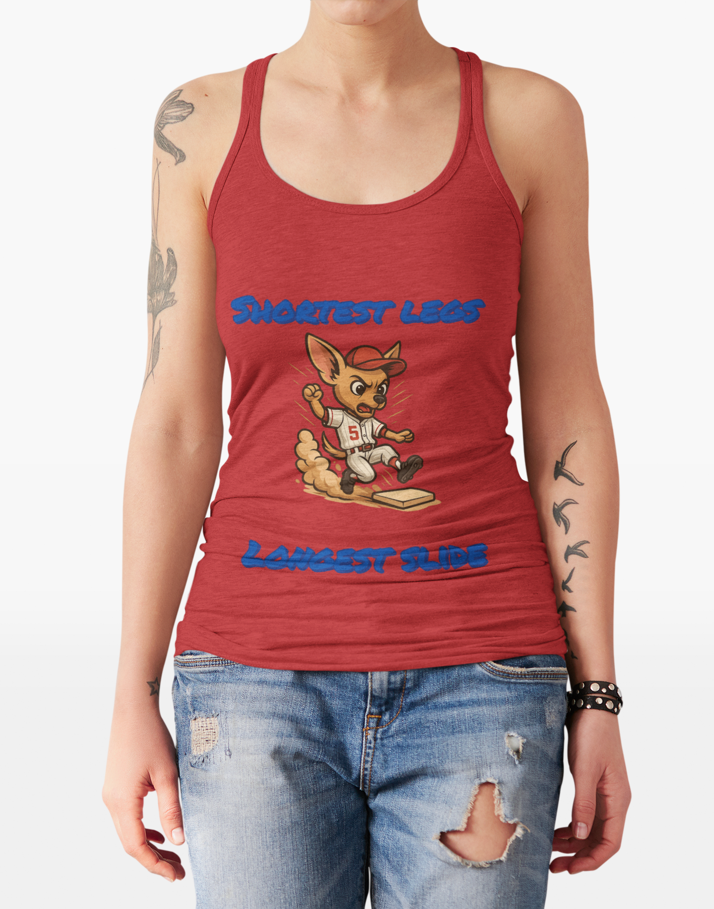 Fun Unisex Jersey Tank - Perfect for Summer, Sports Events, Festivals, and Everyday Wear, Shortest Legs Longest Slide - Fantasy Dog Portraits