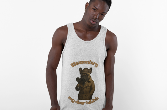 Sherlock-Inspired Unisex Jersey Tank Top, Quirky Gift for Fans, Summer Wardrobe Staple, Funny Costume, Casual Wear - Fantasy Dog Portraits