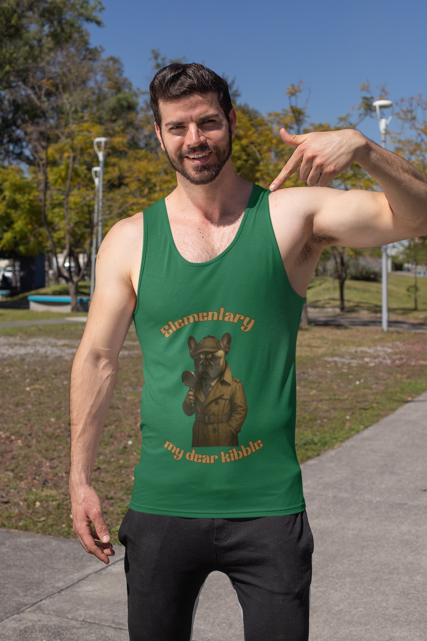 Sherlock-Inspired Unisex Jersey Tank Top, Quirky Gift for Fans, Summer Wardrobe Staple, Funny Costume, Casual Wear - Fantasy Dog Portraits