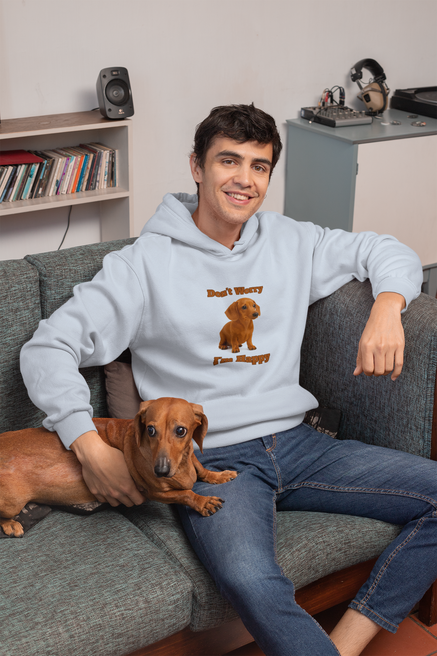 Happy Dog Hoodie - Unisex Heavy Blend Sweatshirt, Funny Pet Lover Gift, Cozy Animal Sweatshirt, Dog Appreciation Apparel, Great for [...] - Fantasy Dog Portraits