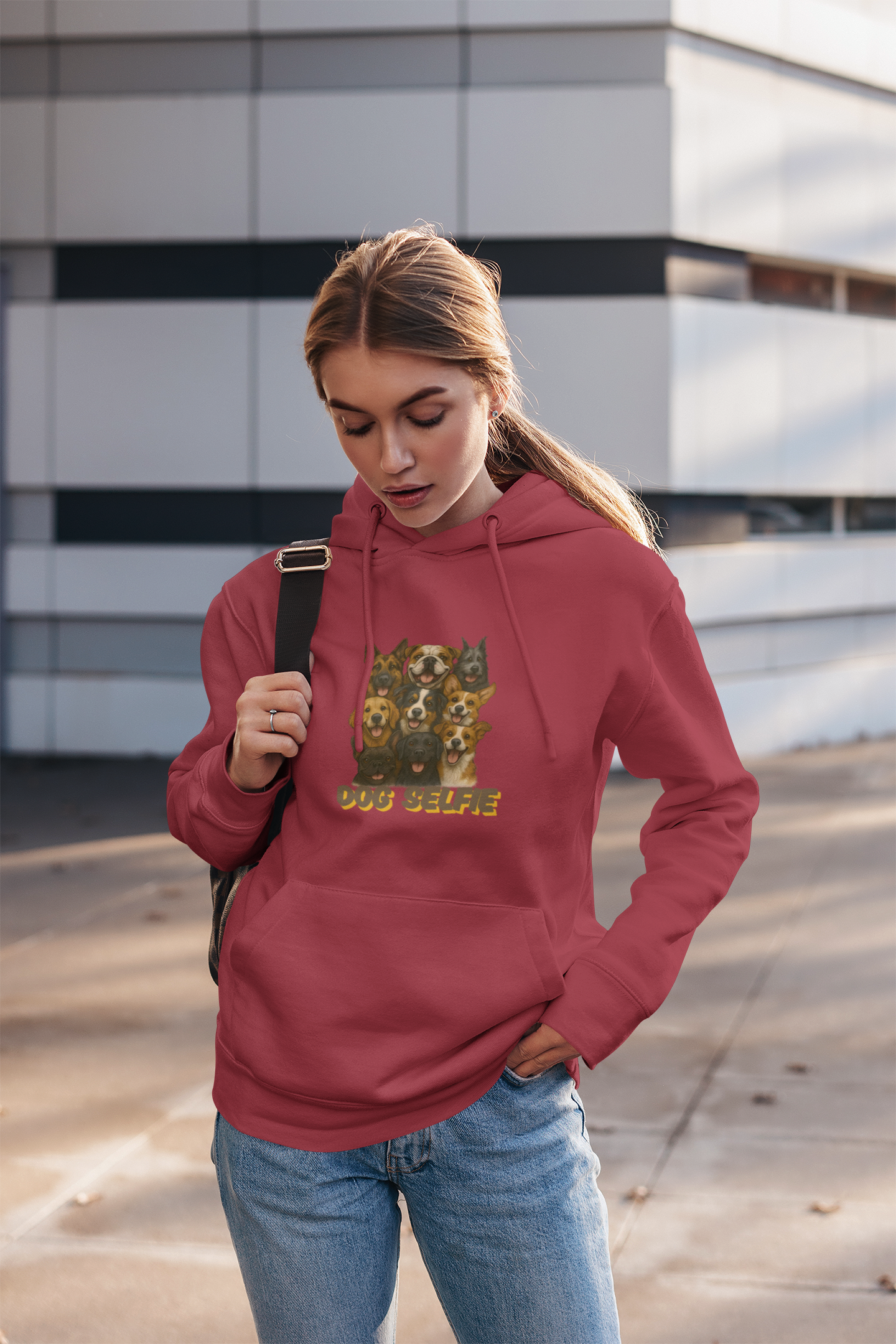 Dog Selfie Unisex Hoodie – Cozy Sweatshirt for Dog Lovers, Pet Portrait Gift, Funny Animal Apparel, Perfect for Casual Wear - Fantasy Dog Portraits