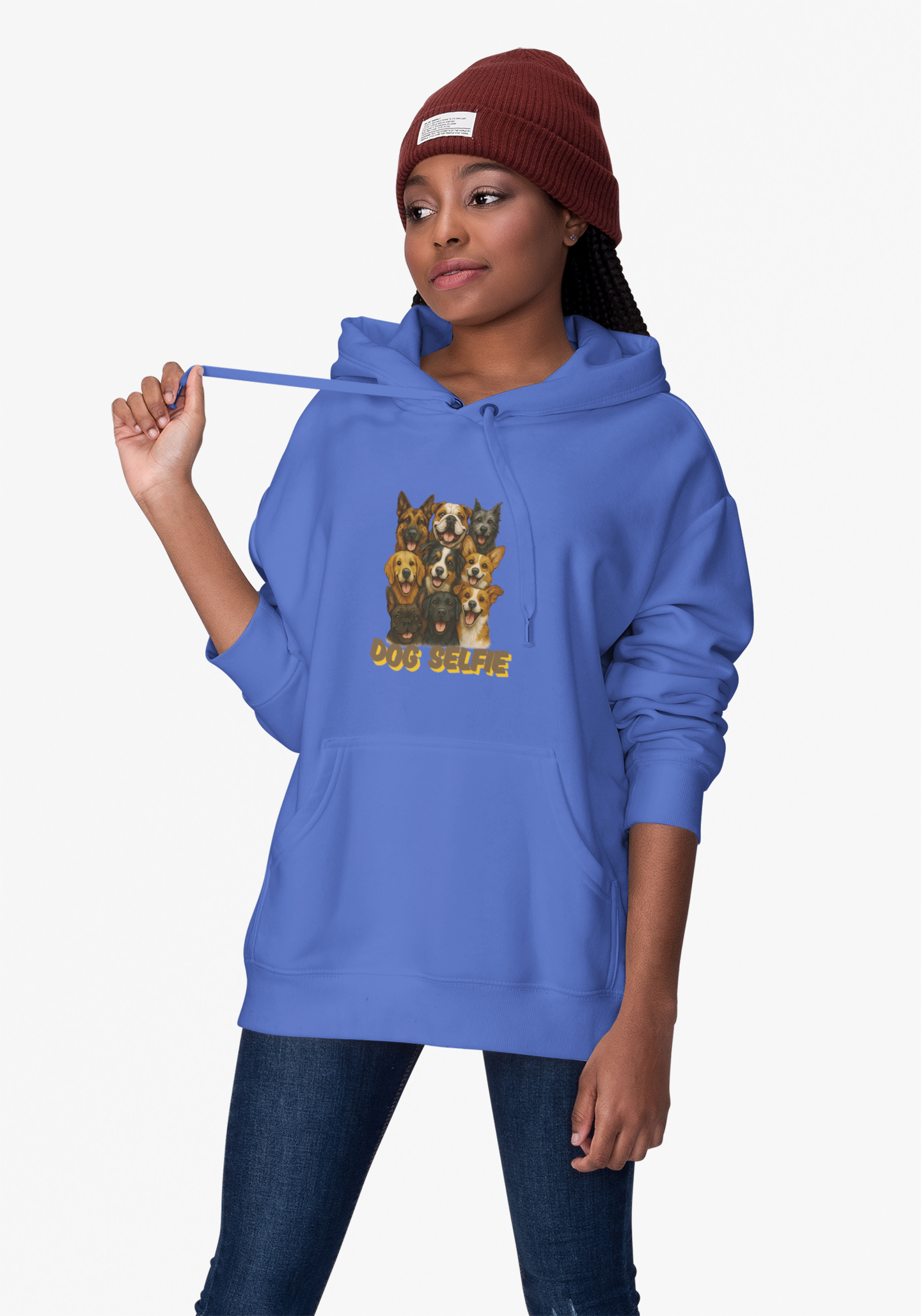 Dog Selfie Unisex Hoodie – Cozy Sweatshirt for Dog Lovers, Pet Portrait Gift, Funny Animal Apparel, Perfect for Casual Wear - Fantasy Dog Portraits