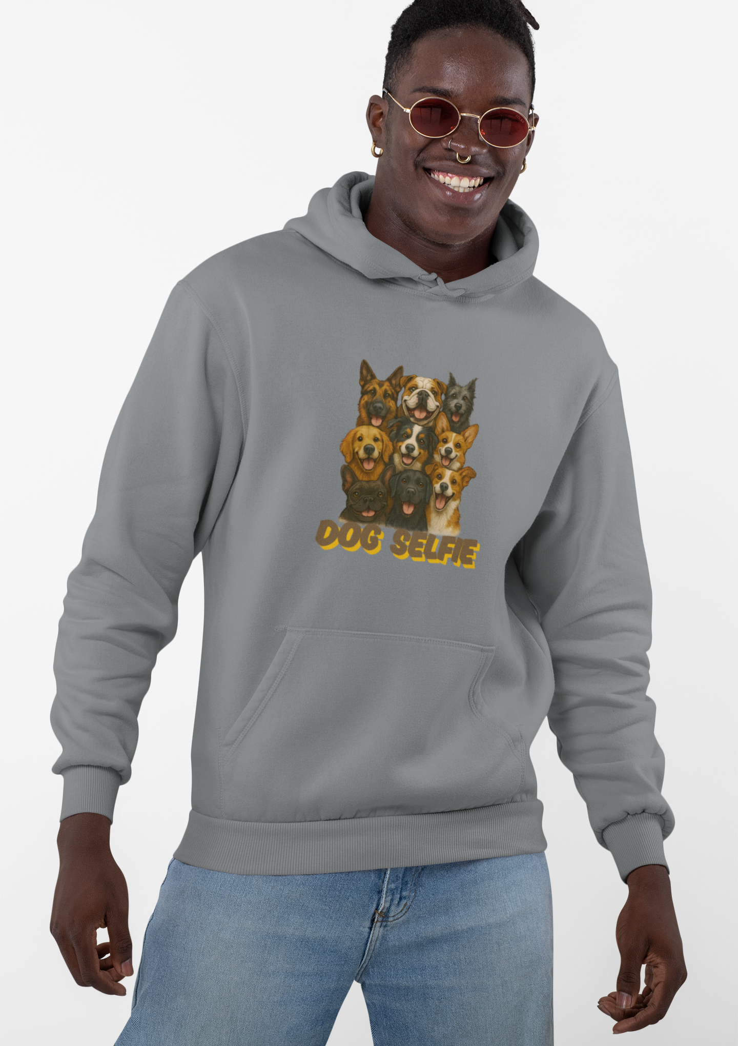 Dog Selfie Unisex Hoodie – Cozy Sweatshirt for Dog Lovers, Pet Portrait Gift, Funny Animal Apparel, Perfect for Casual Wear - Fantasy Dog Portraits