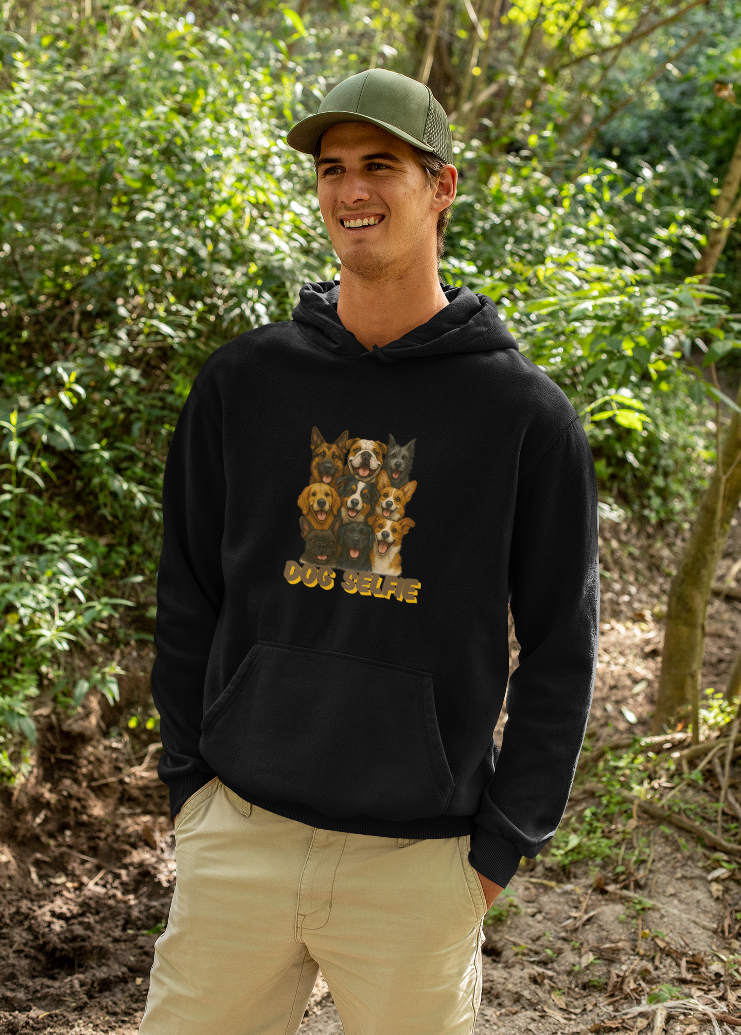 Dog Selfie Unisex Hoodie – Cozy Sweatshirt for Dog Lovers, Pet Portrait Gift, Funny Animal Apparel, Perfect for Casual Wear - Fantasy Dog Portraits