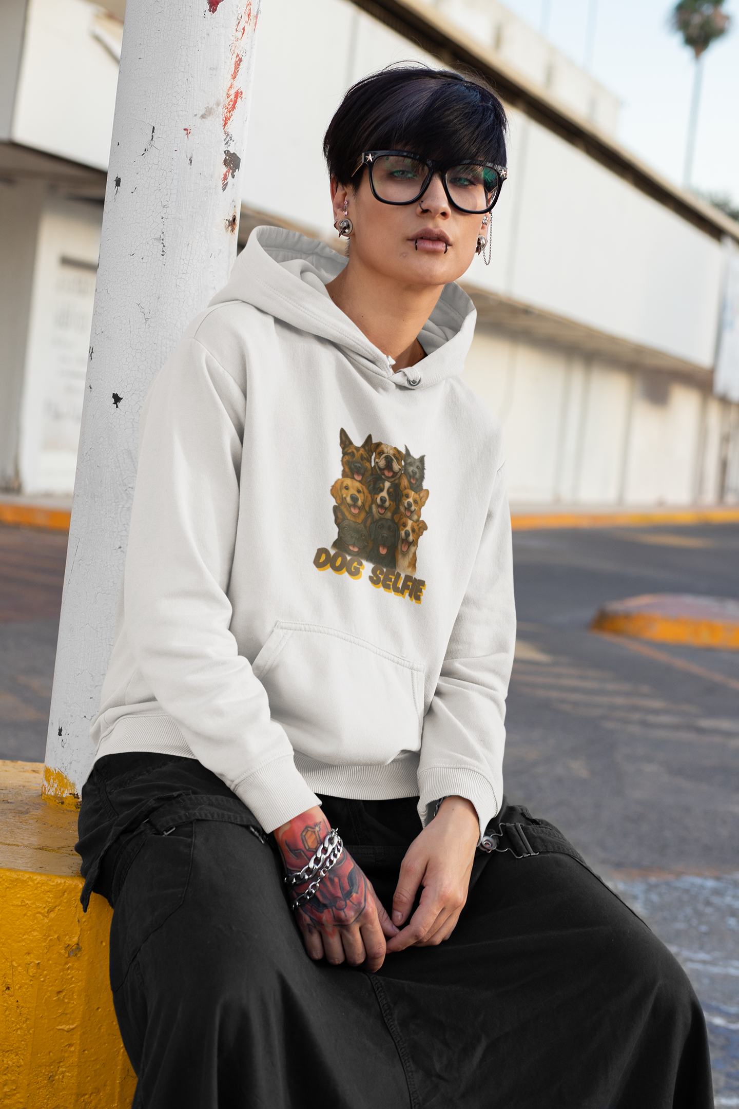 Dog Selfie Unisex Hoodie – Cozy Sweatshirt for Dog Lovers, Pet Portrait Gift, Funny Animal Apparel, Perfect for Casual Wear - Fantasy Dog Portraits