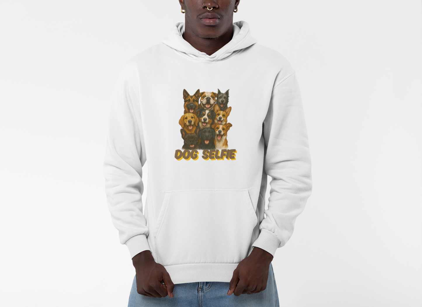 Dog Selfie Unisex Hoodie – Cozy Sweatshirt for Dog Lovers, Pet Portrait Gift, Funny Animal Apparel, Perfect for Casual Wear - Fantasy Dog Portraits