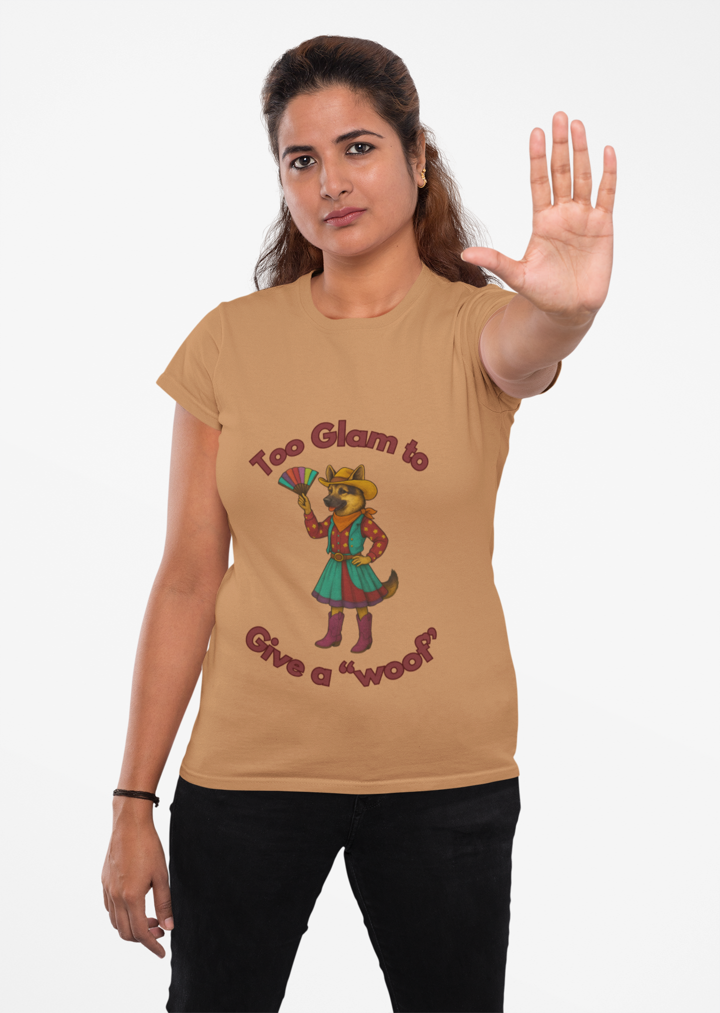 Too Glam to Give a Woof Unisex T-Shirt, Fun Dog Lover Tee, Gift for Pet Owners, Casual Dog-Themed Apparel, Perfect for Pets Day - Fantasy Dog Portraits