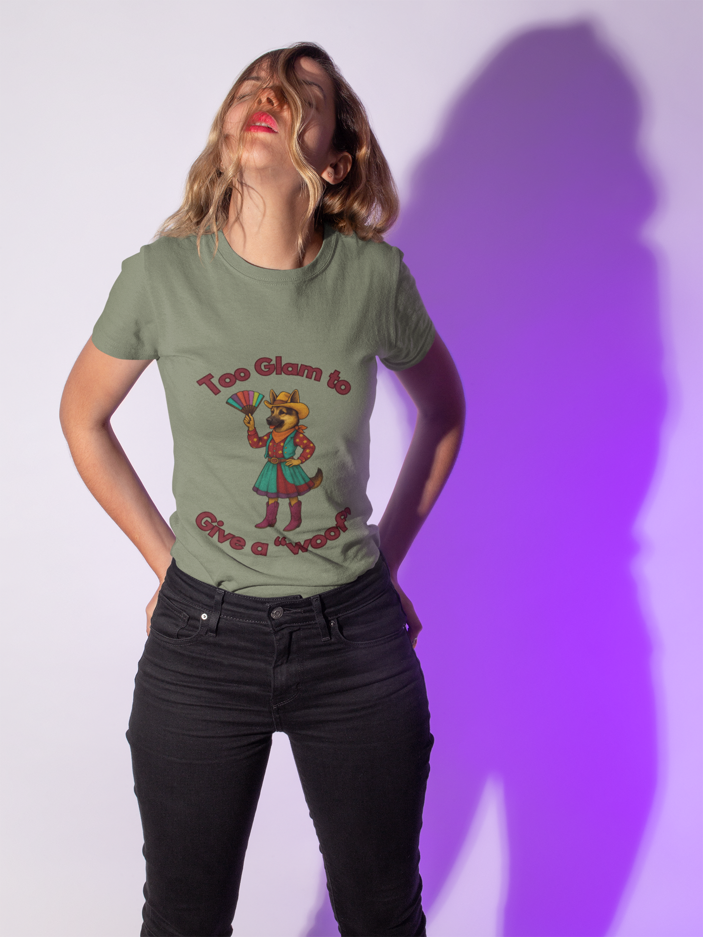 Too Glam to Give a Woof Unisex T-Shirt, Fun Dog Lover Tee, Gift for Pet Owners, Casual Dog-Themed Apparel, Perfect for Pets Day - Fantasy Dog Portraits