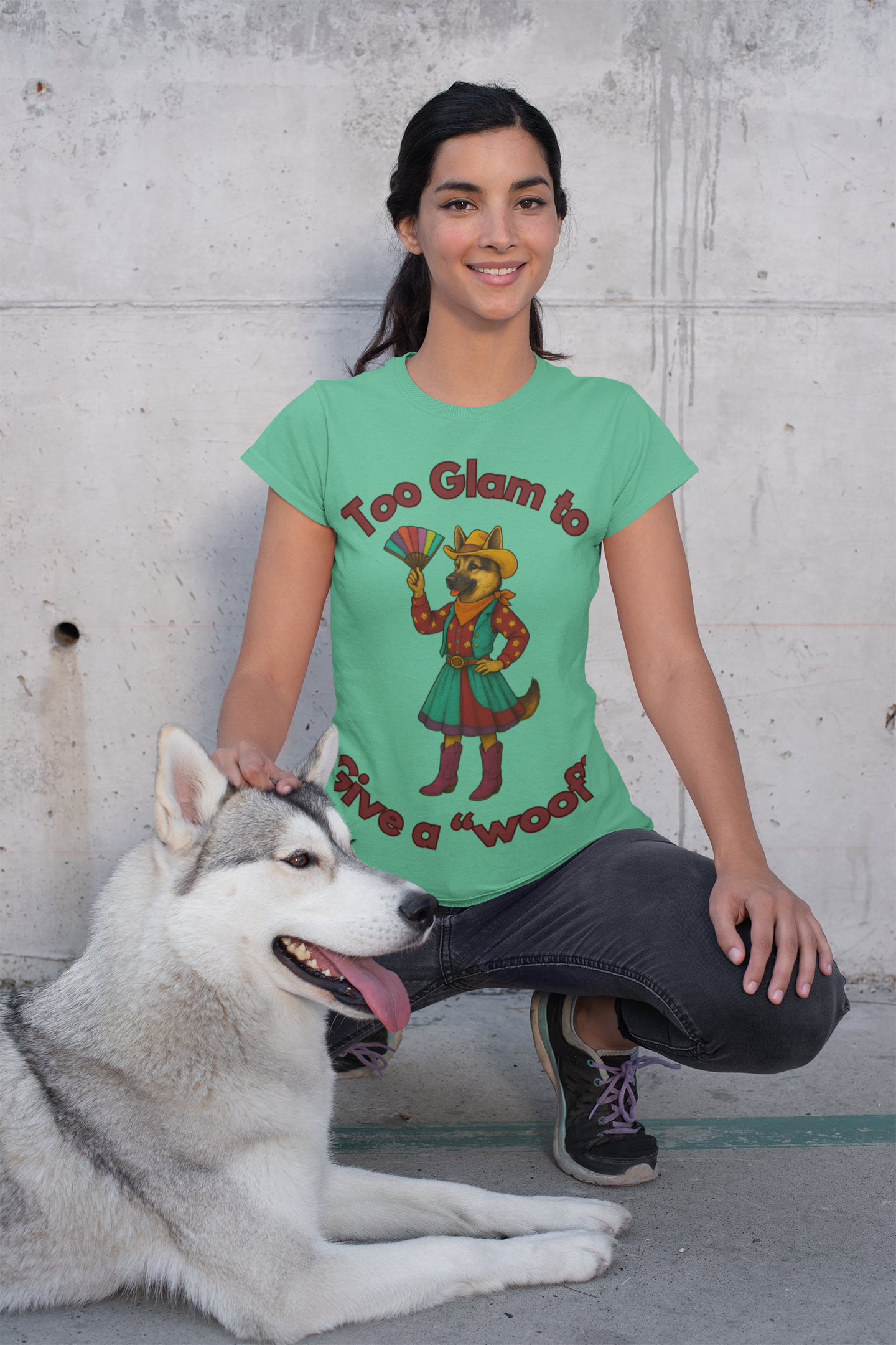 Too Glam to Give a Woof Unisex T-Shirt, Fun Dog Lover Tee, Gift for Pet Owners, Casual Dog-Themed Apparel, Perfect for Pets Day - Fantasy Dog Portraits