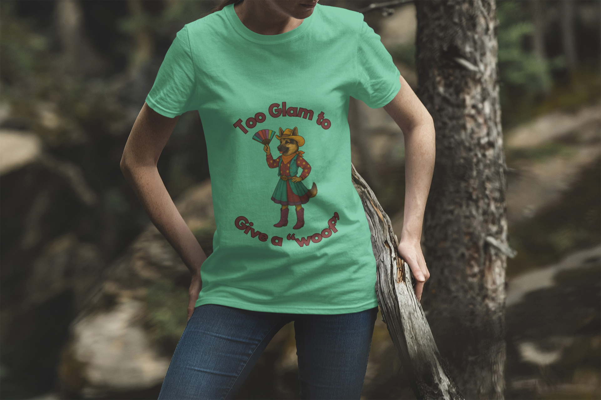 Too Glam to Give a Woof Unisex T-Shirt, Fun Dog Lover Tee, Gift for Pet Owners, Casual Dog-Themed Apparel, Perfect for Pets Day - Fantasy Dog Portraits