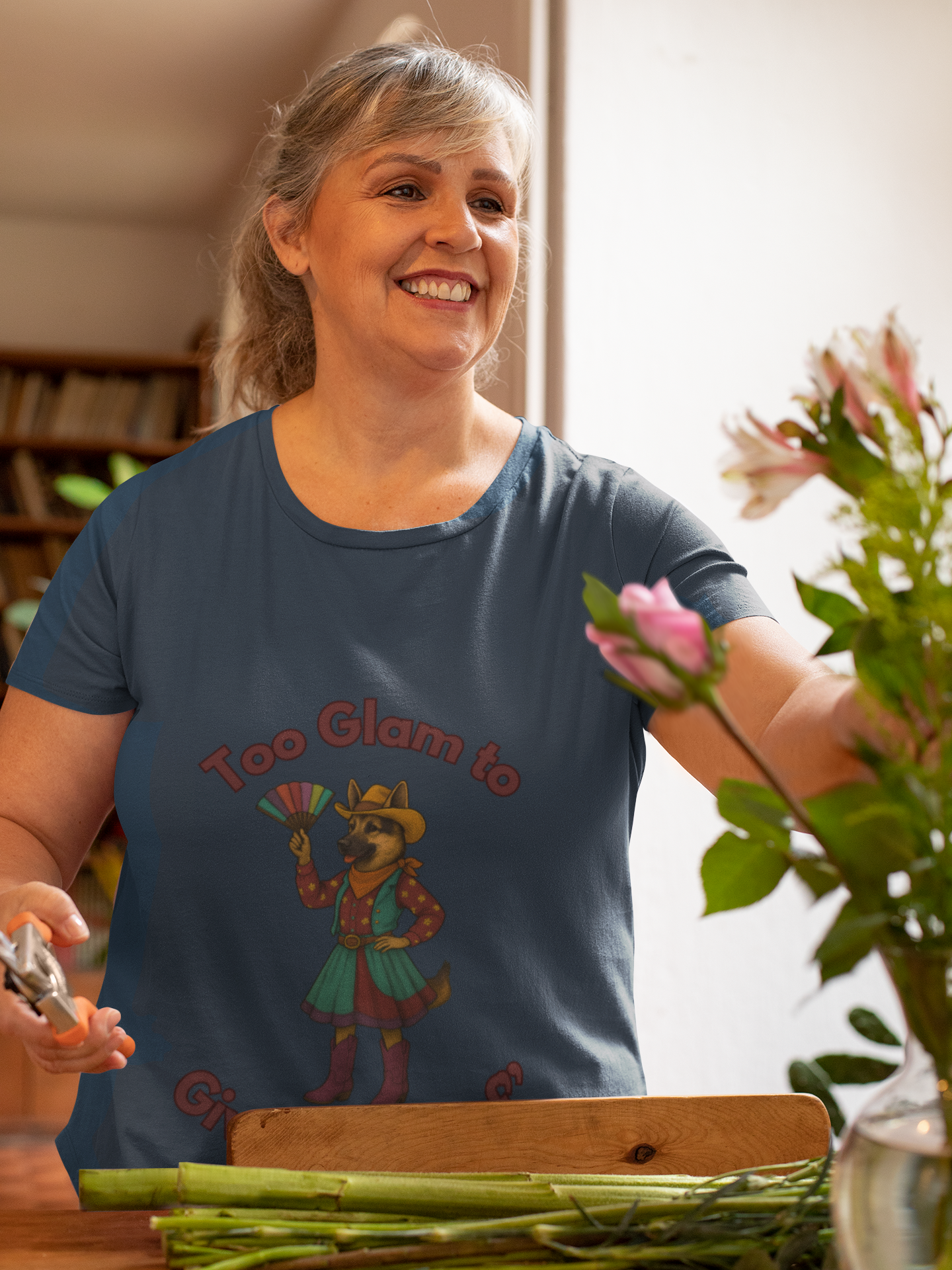 Too Glam to Give a Woof Unisex T-Shirt, Fun Dog Lover Tee, Gift for Pet Owners, Casual Dog-Themed Apparel, Perfect for Pets Day - Fantasy Dog Portraits