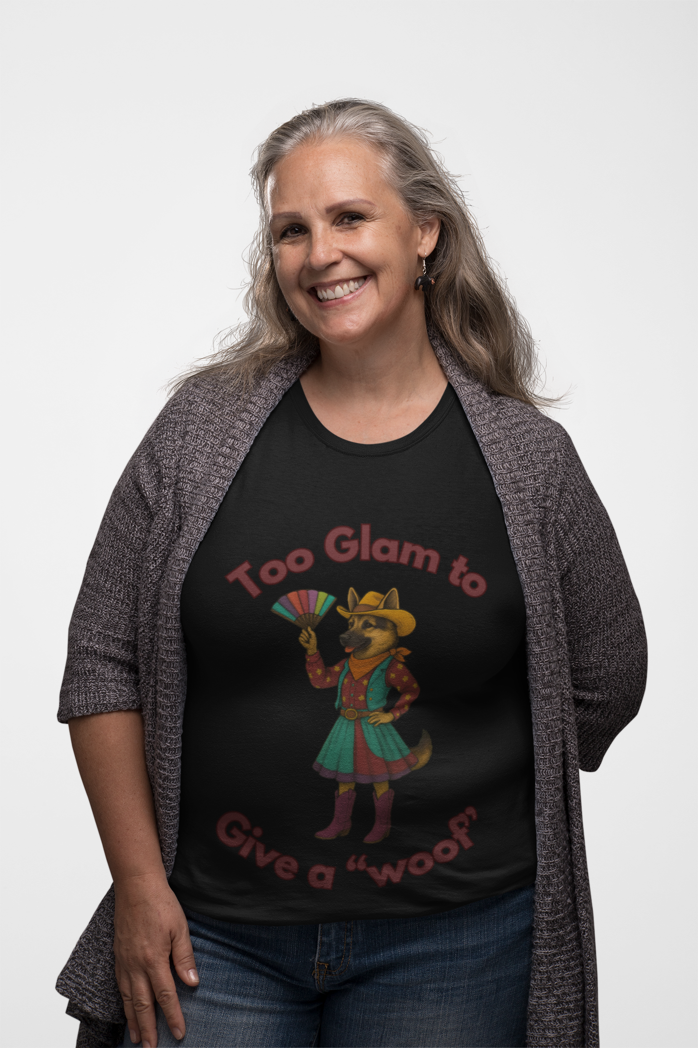 Too Glam to Give a Woof Unisex T-Shirt, Fun Dog Lover Tee, Gift for Pet Owners, Casual Dog-Themed Apparel, Perfect for Pets Day - Fantasy Dog Portraits