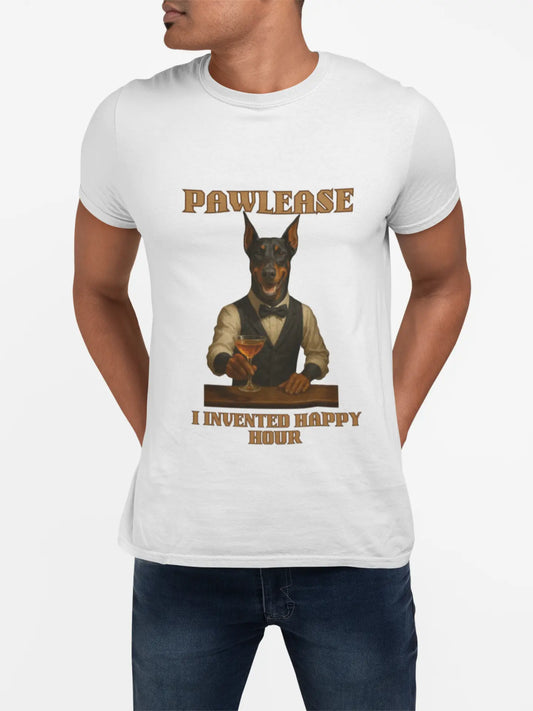 Unisex Funny Dog Lover T-Shirt | Pawlease I Invented Happy Hour, Pet Owner Gift, Casual Wear, Birthday Gift, Happy Hour Shirt