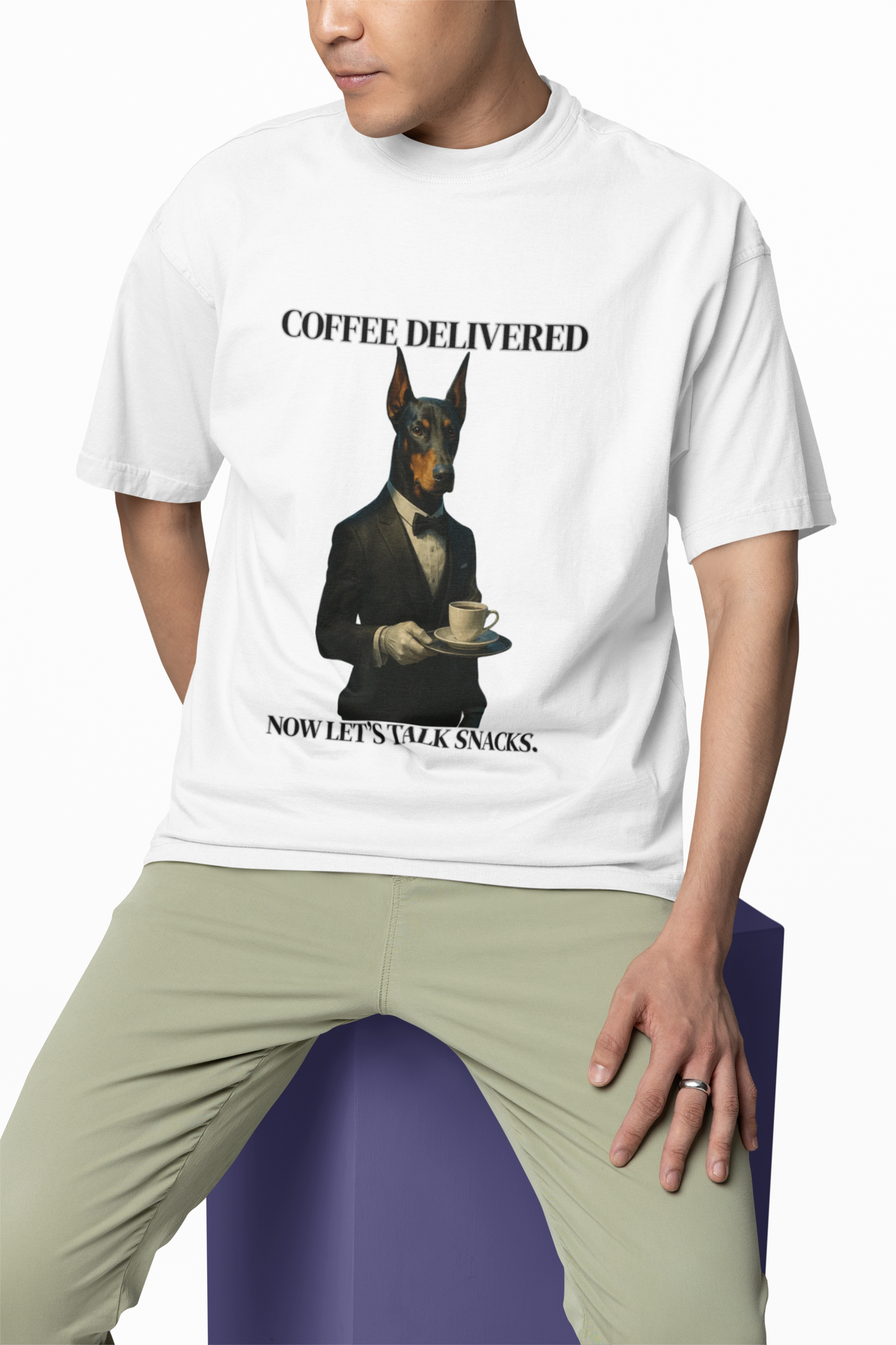 Unisex Coffee Delivered Unisex Tee - Funny Snack Lover Shirt, Coffee Gifts, Quirky Apparel, Humorous T-Shirt, Unique Coffee Lover Gift