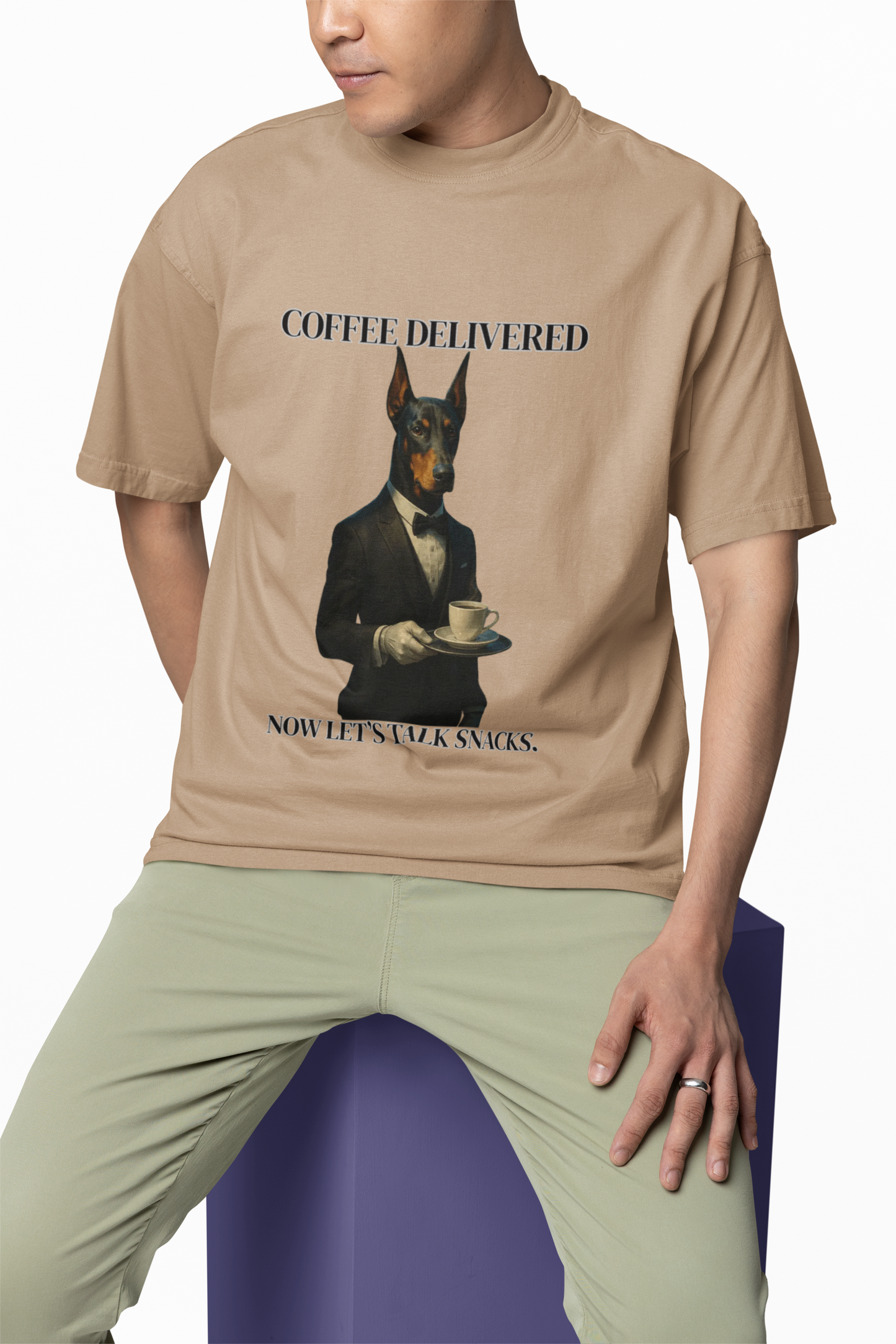 Unisex Coffee Delivered Unisex Tee - Funny Snack Lover Shirt, Coffee Gifts, Quirky Apparel, Humorous T-Shirt, Unique Coffee Lover Gift