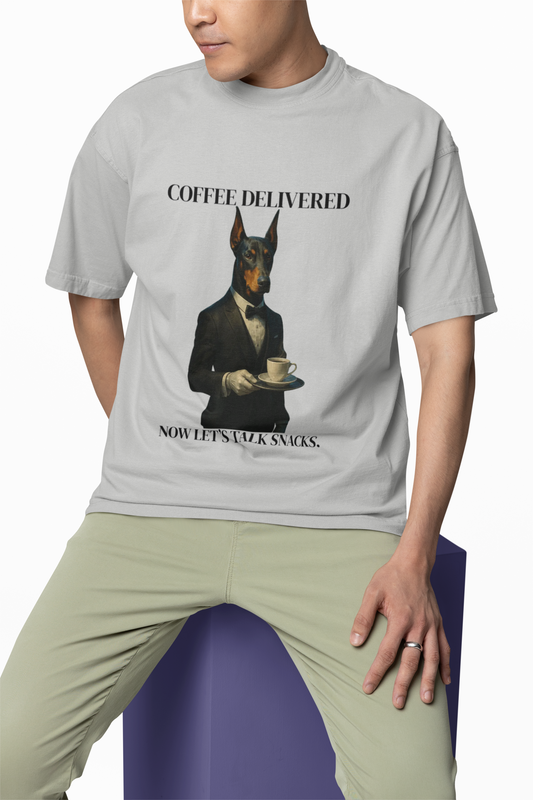 Unisex Coffee Delivered Unisex Tee - Funny Snack Lover Shirt, Coffee Gifts, Quirky Apparel, Humorous T-Shirt, Unique Coffee Lover Gift