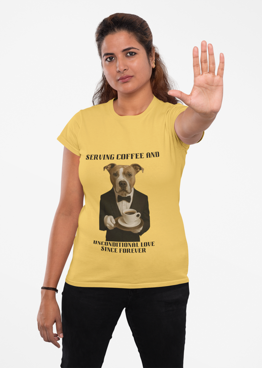 Dog Lover's Unisex Tee - Serving Coffee and Unconditional Love, Pet Lover Gift, Animal Enthusiast Shirt, Perfect for Dog Moms & Dads