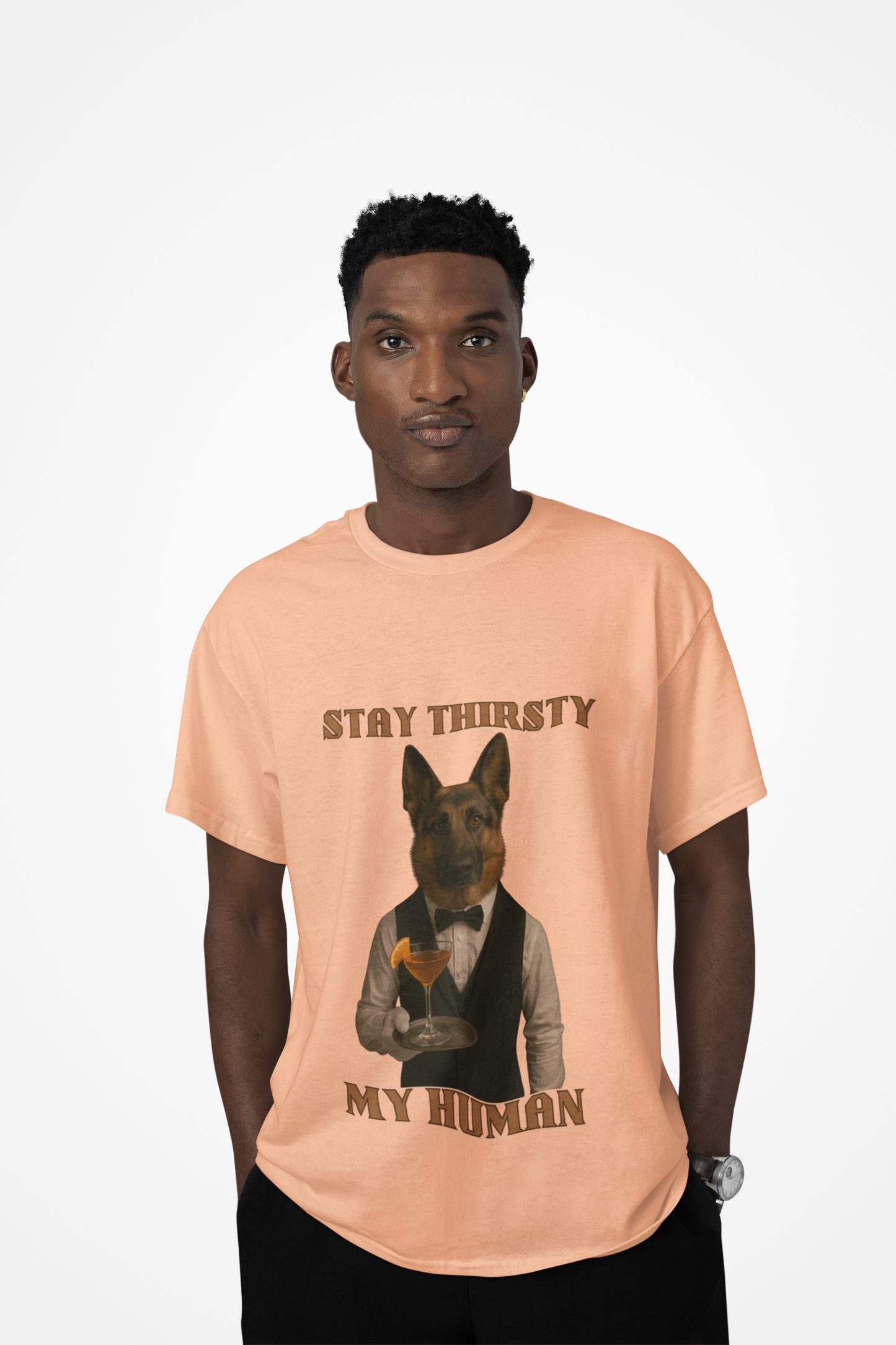 Unisex Funny Dog Graphic Tee - Stay Thirsty My Human, Pet Lover Gift, Casual Wear, Dog Lover Merch, Unique T-Shirt