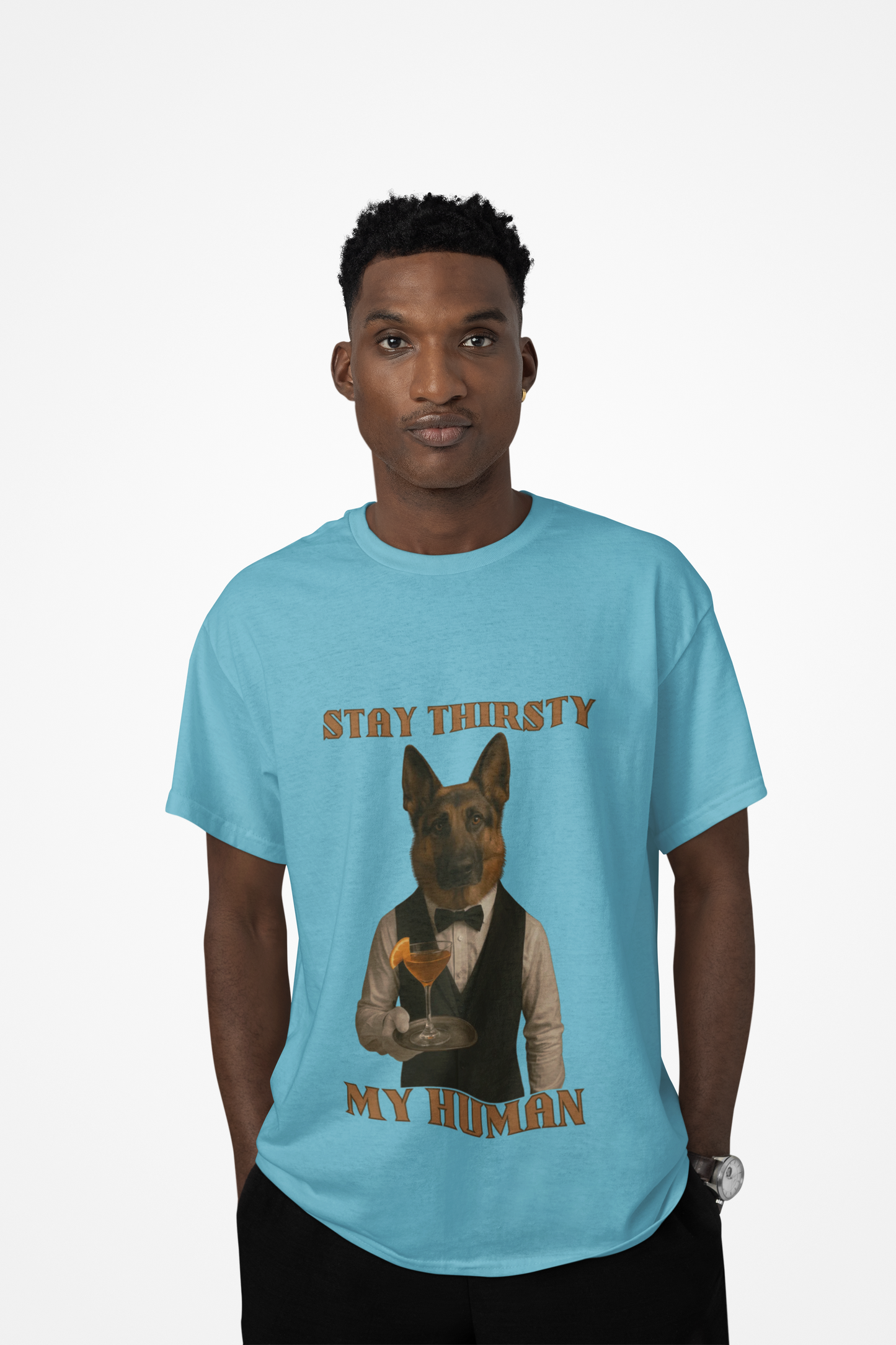 Unisex Funny Dog Graphic Tee - Stay Thirsty My Human, Pet Lover Gift, Casual Wear, Dog Lover Merch, Unique T-Shirt