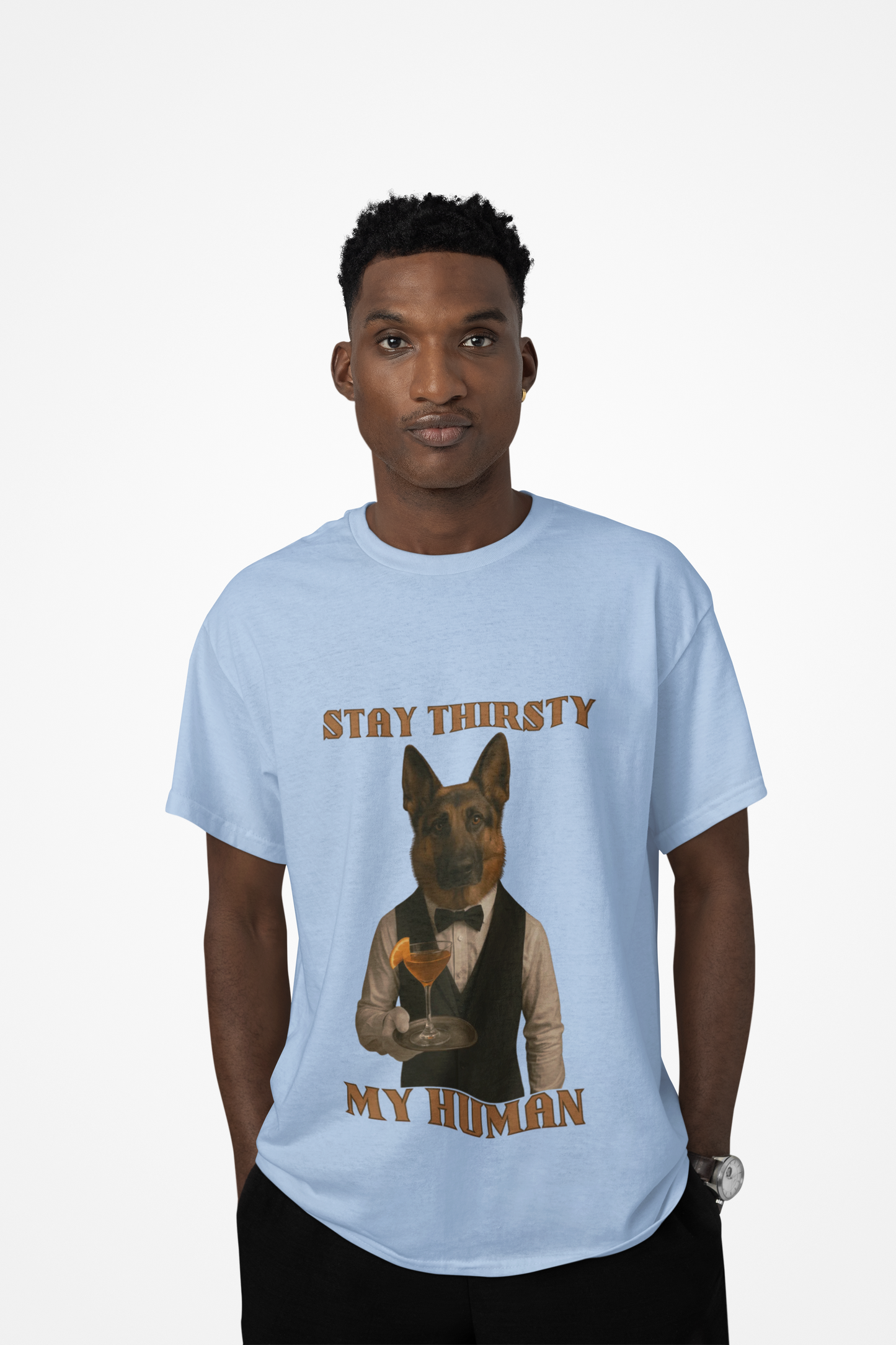 Unisex Funny Dog Graphic Tee - Stay Thirsty My Human, Pet Lover Gift, Casual Wear, Dog Lover Merch, Unique T-Shirt